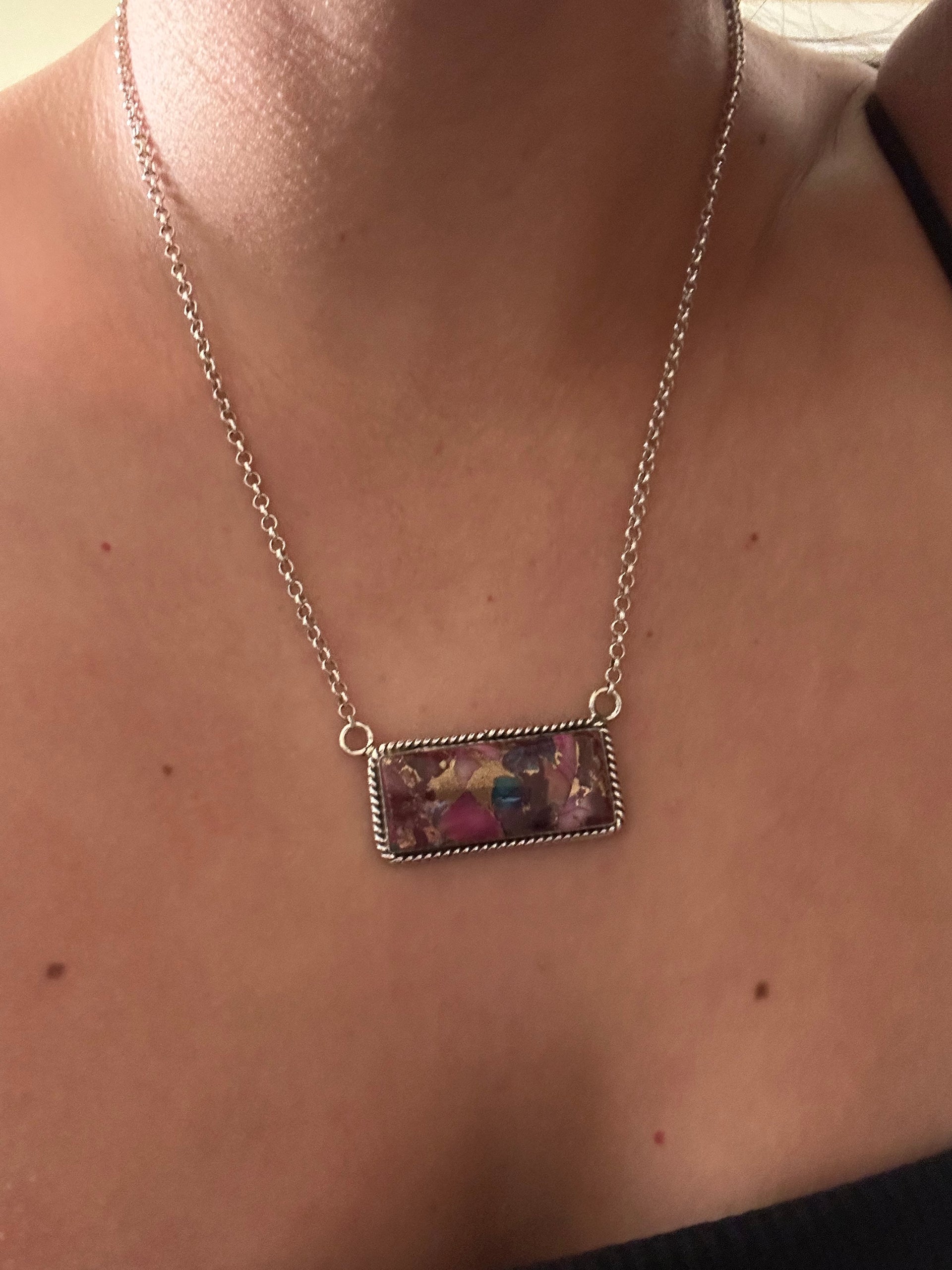 Southwest Made Mohave Turquoise & Sterling Silver Necklace