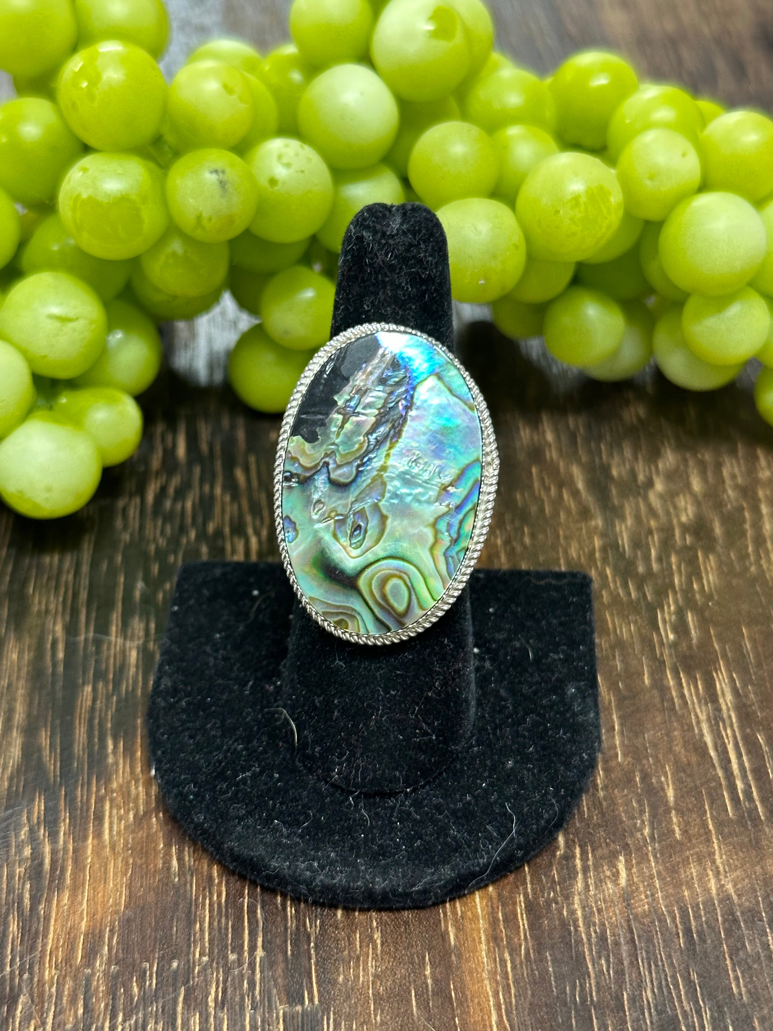 Reda Galvan Abalone & Sterling Silver Ring Size 8.5