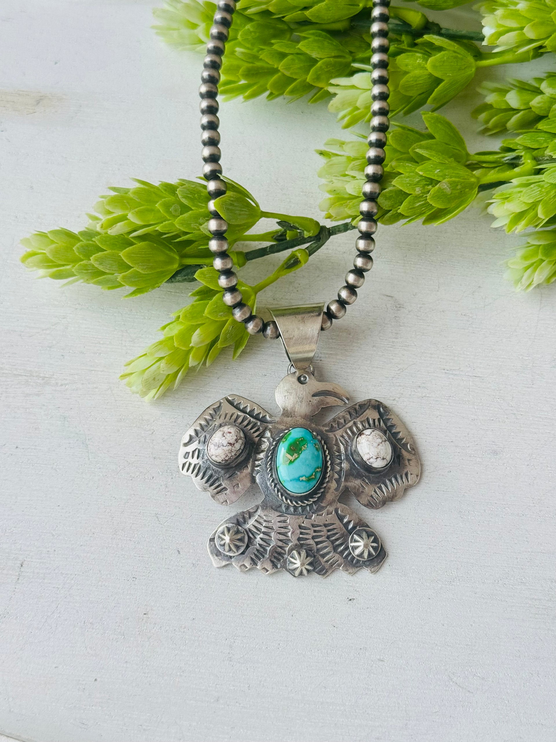 Chimney Butte Multi Stone & Sterling Silver Thunderbird Pendant