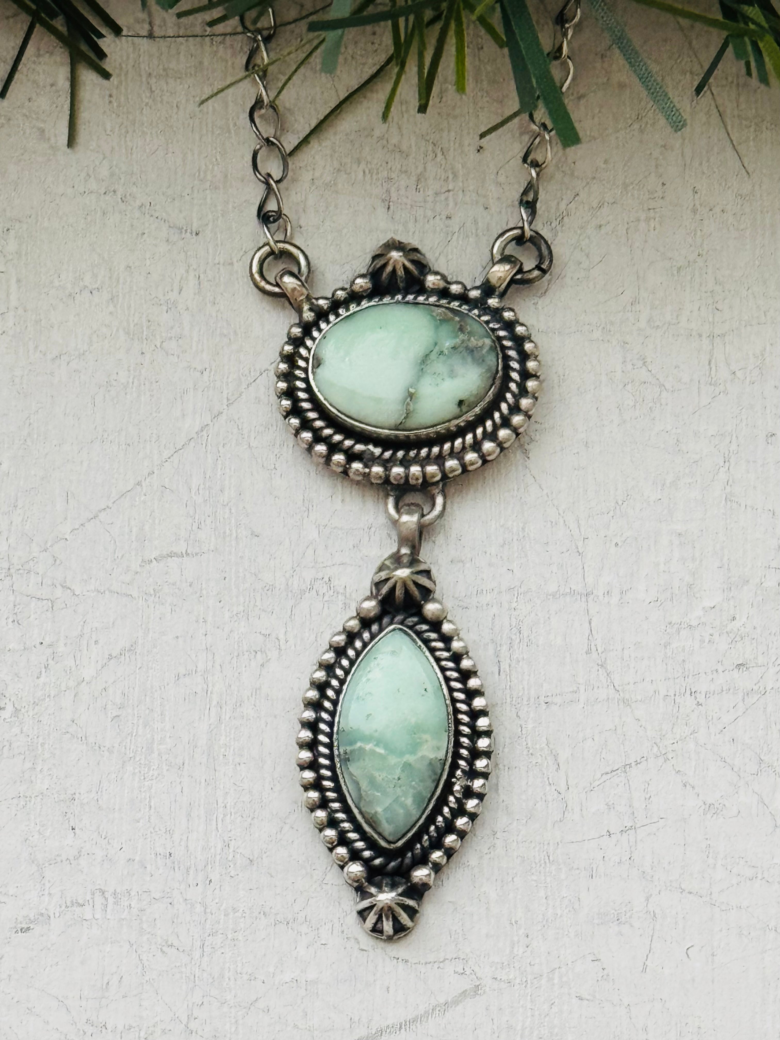 Southwest Handmade Paloma Variscite & Sterling Silver Necklace