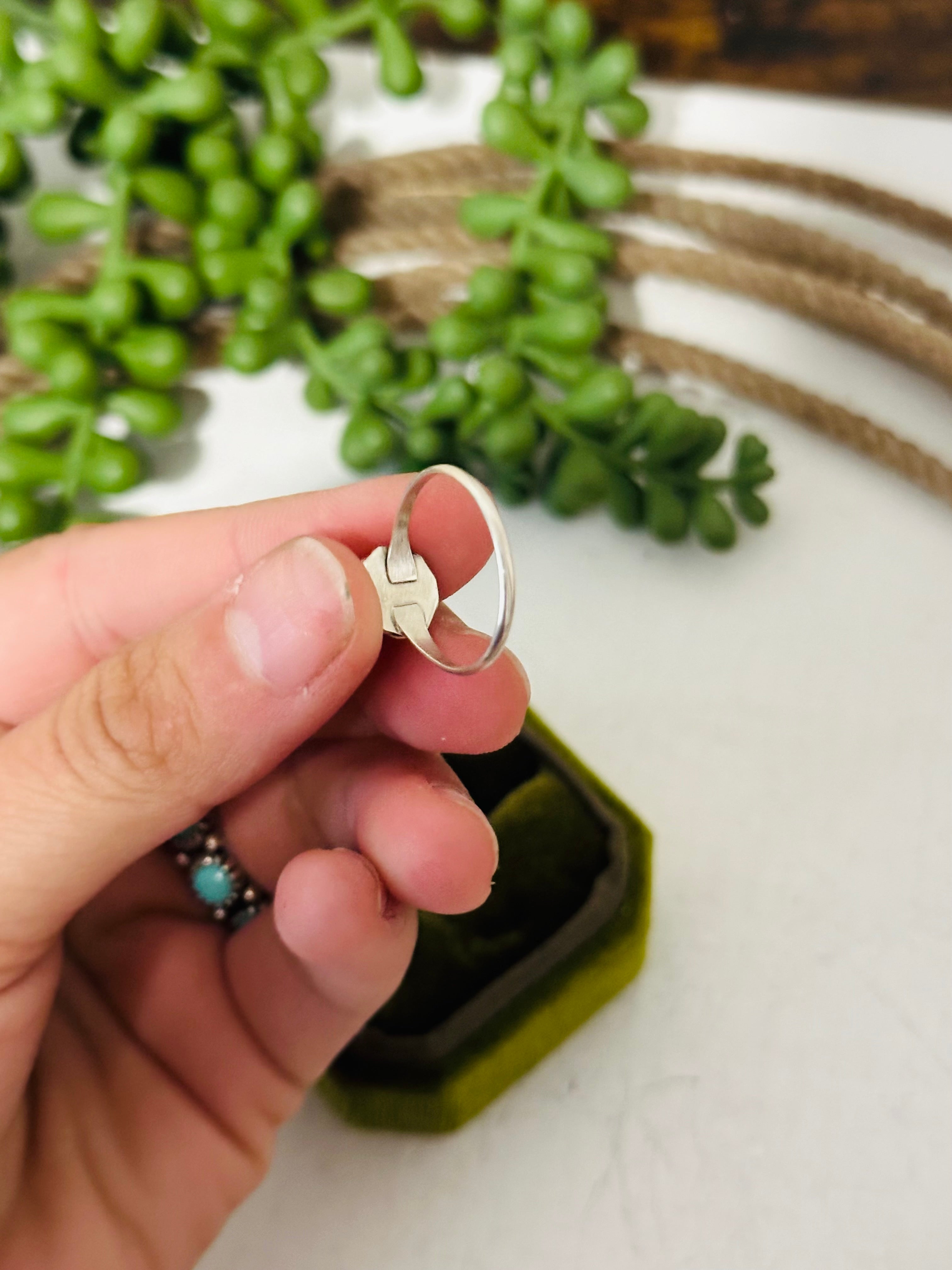 Navajo Made Kingman Turquoise & Sterling Silver Ring