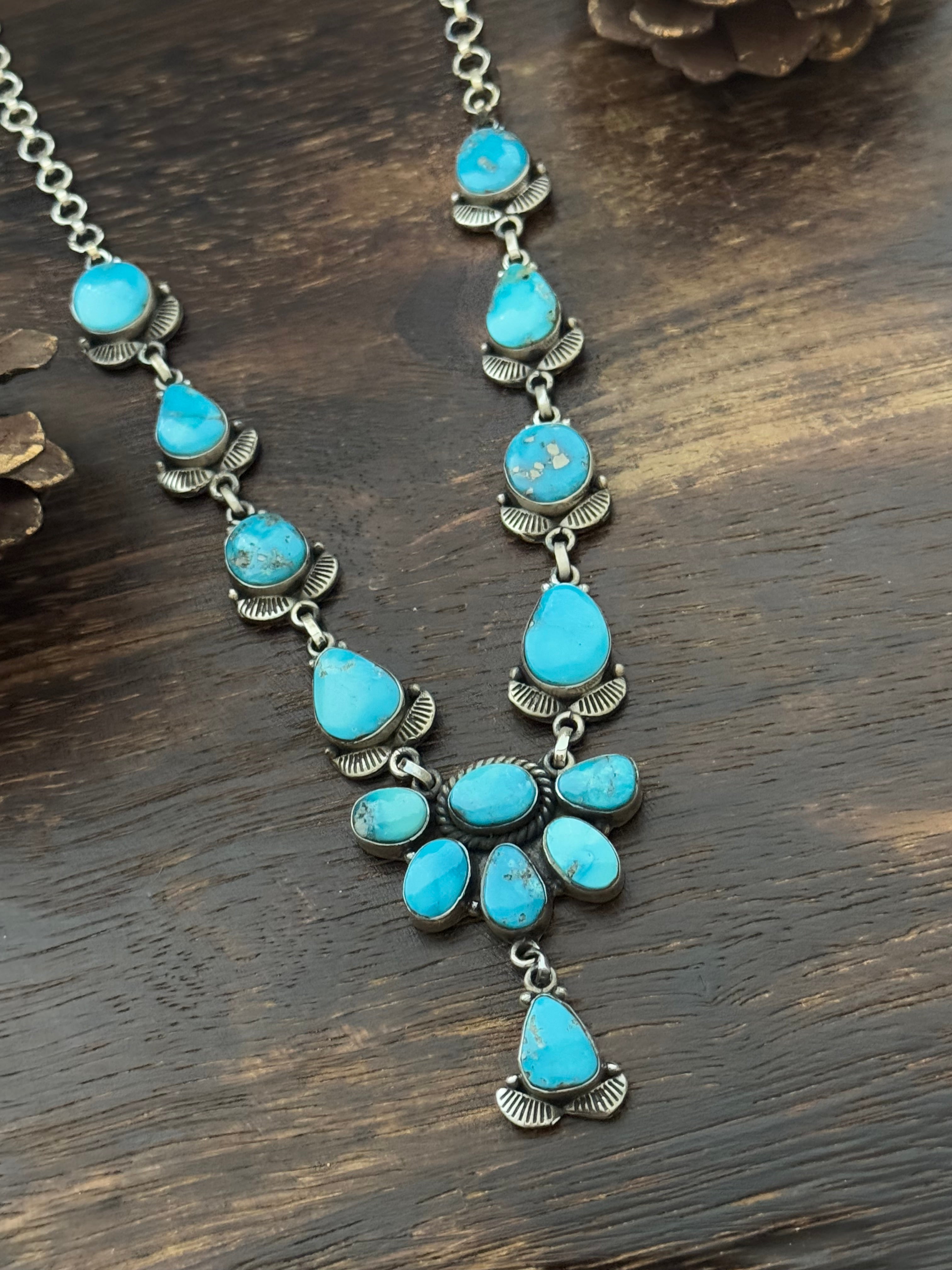 TTD Valley Blue Turquoise & Sterling Silver Lariat Necklace