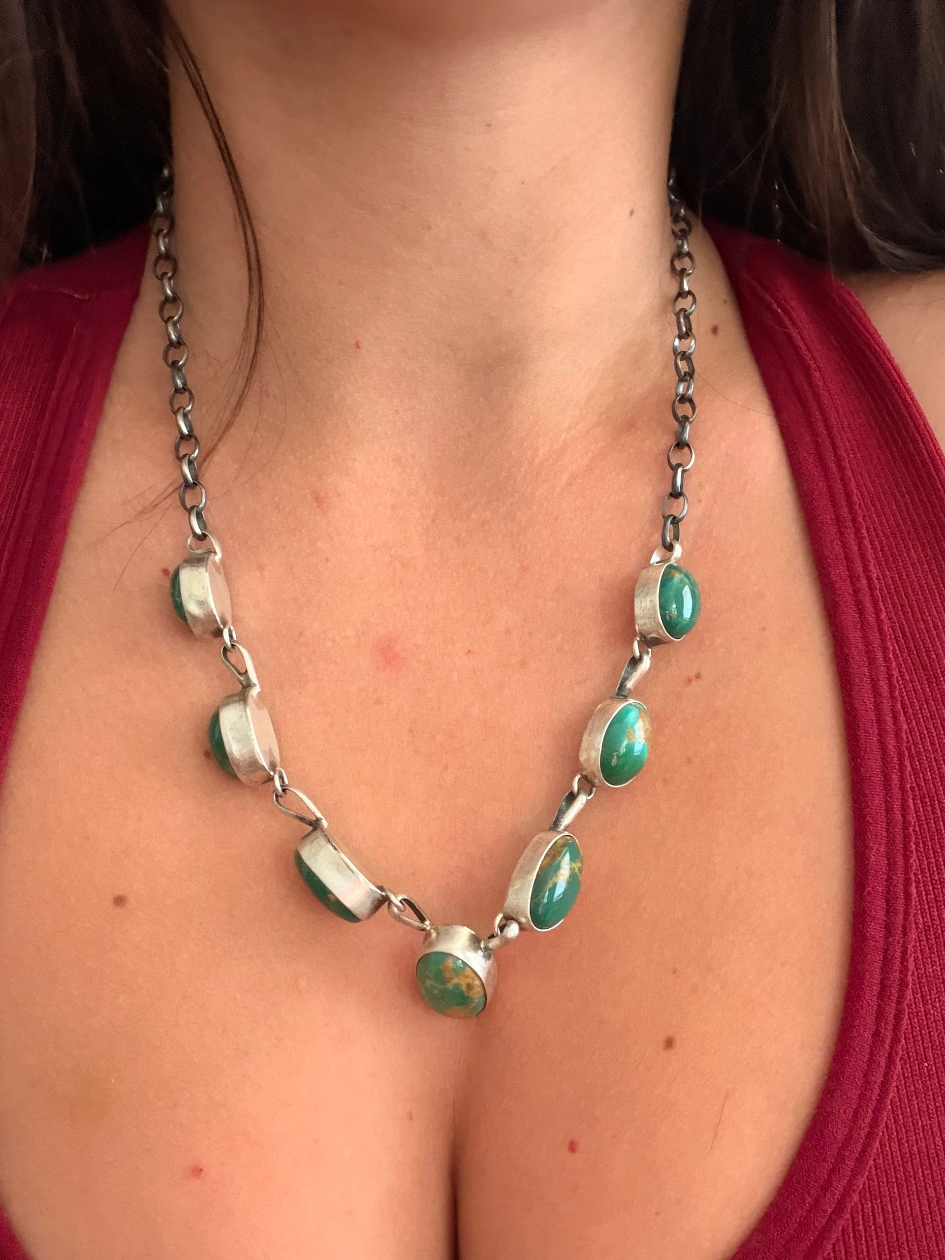 Augustine Largo Fox Turquoise & Sterling Silver Necklace Set