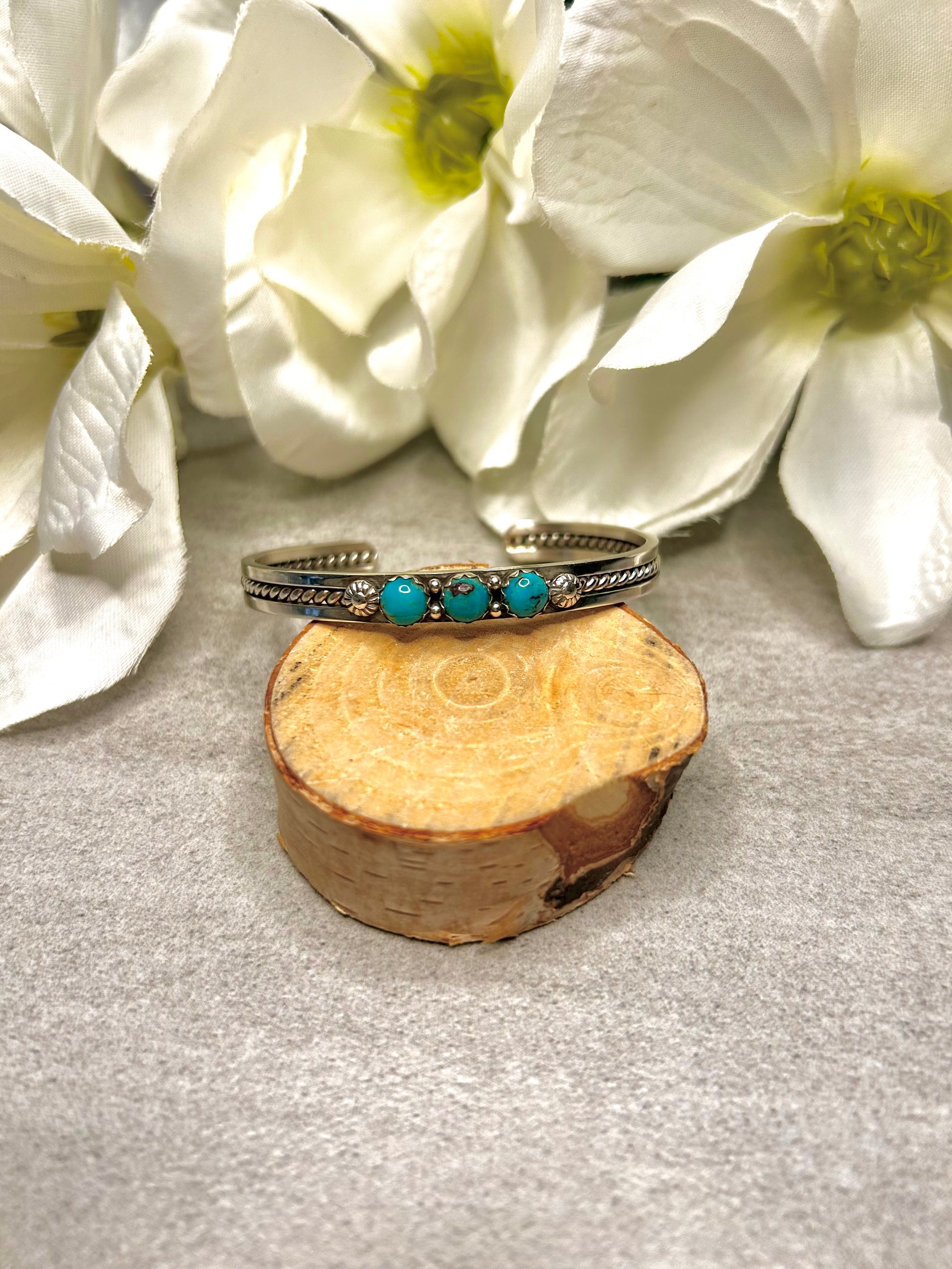 Navajo Made Kingman Turquoise & Sterling Silver Cuff Bracelet