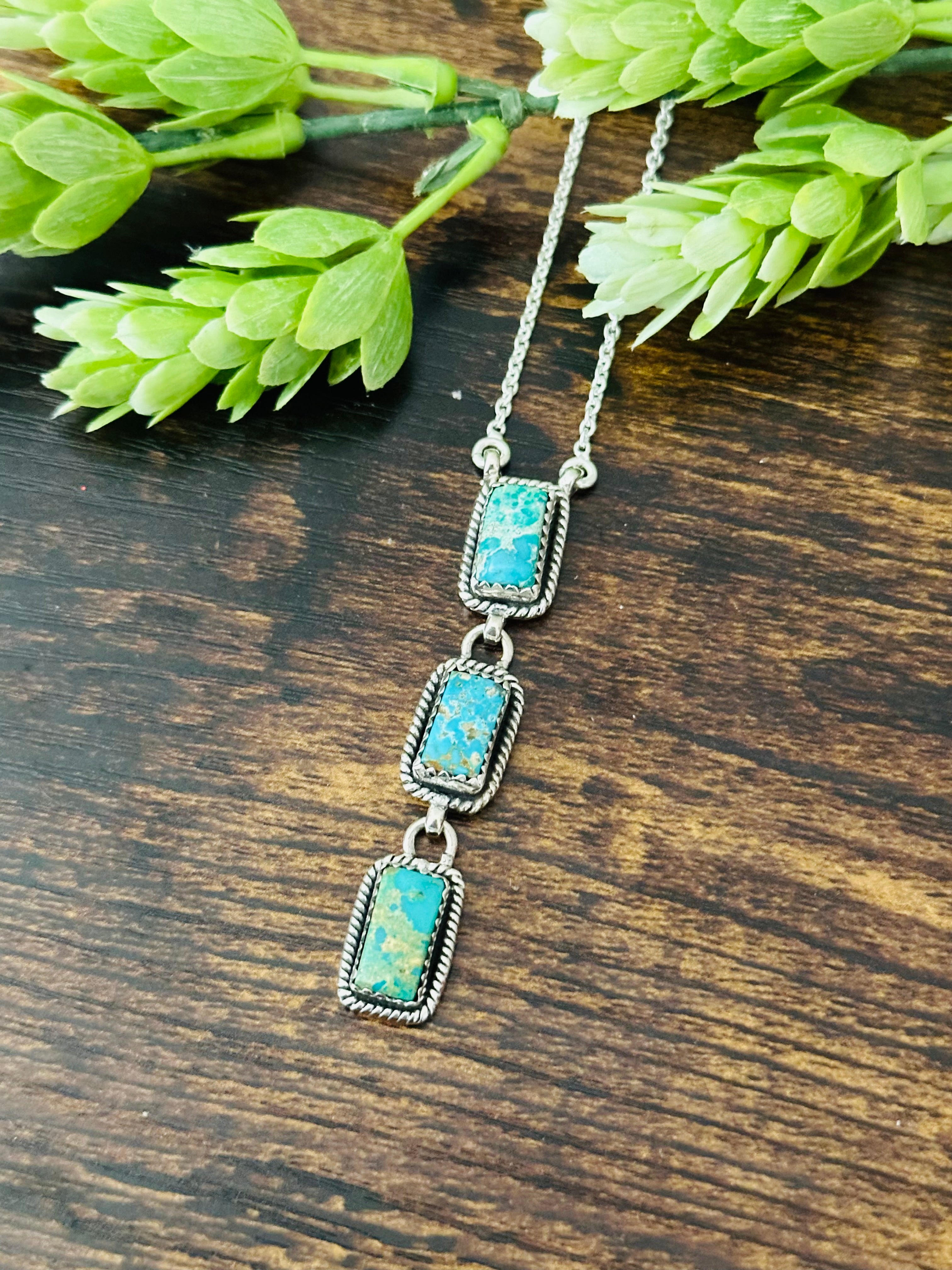 Southwest Handmade Kingman Turquoise & Sterling Silver Necklace