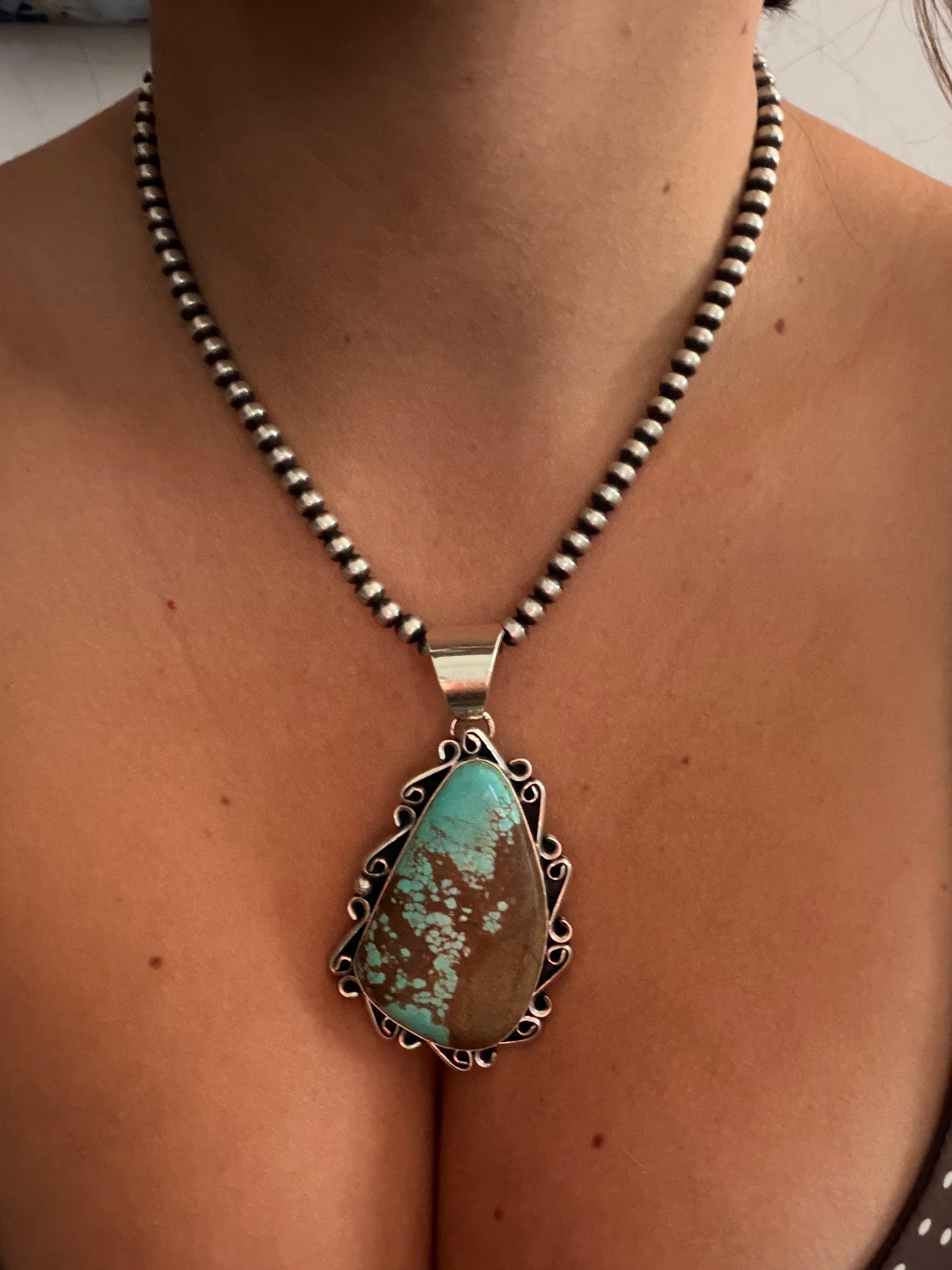 Navajo Made Mine 8 Turquoise & Sterling Silver Pendant