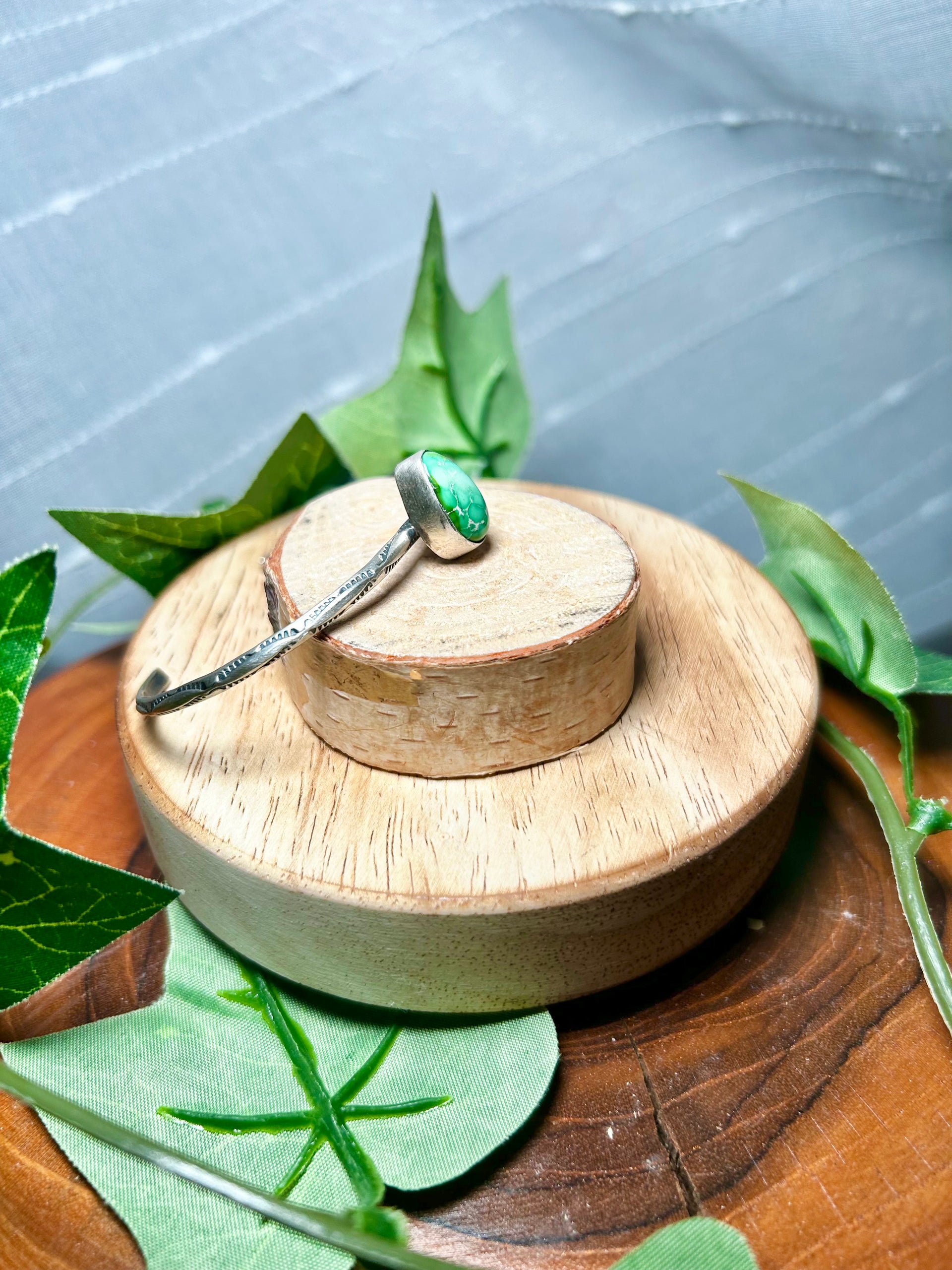 Navajo Made Sonoran Mountain Turquoise & Sterling Silver Cuff Bracelet