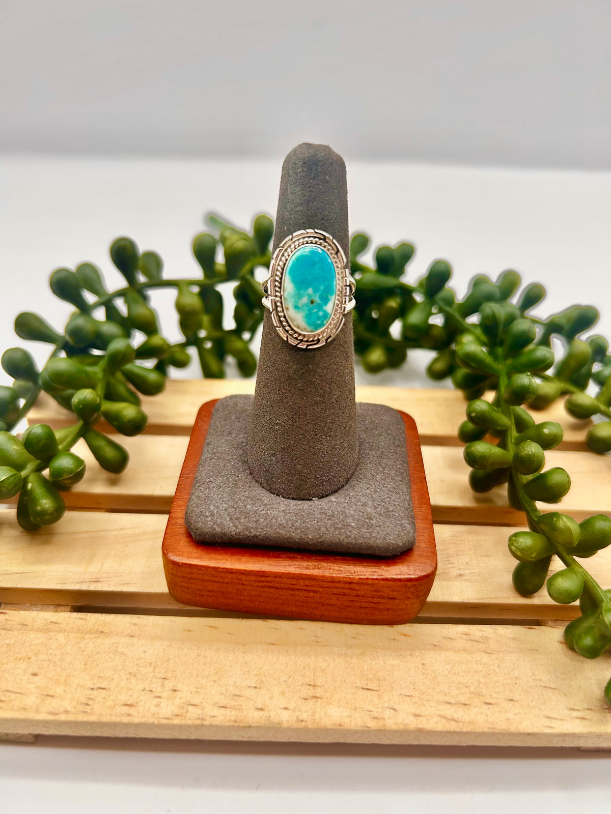 Peggy Skeets Kingman Turquoise & Sterling Silver Ring Size 6.25