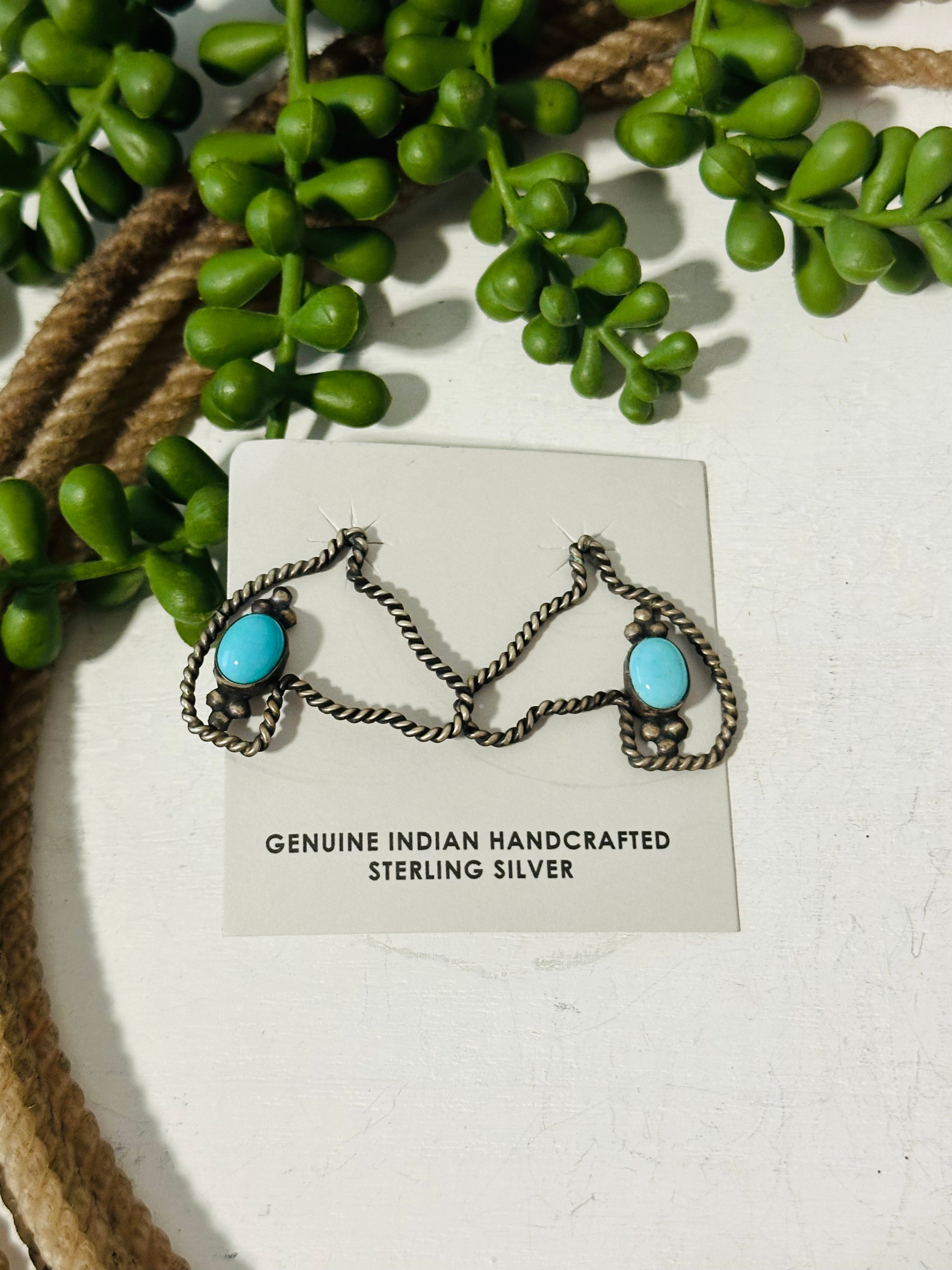 Navajo Made Kingman Turquoise & Sterling Silver Horse Post Earrings