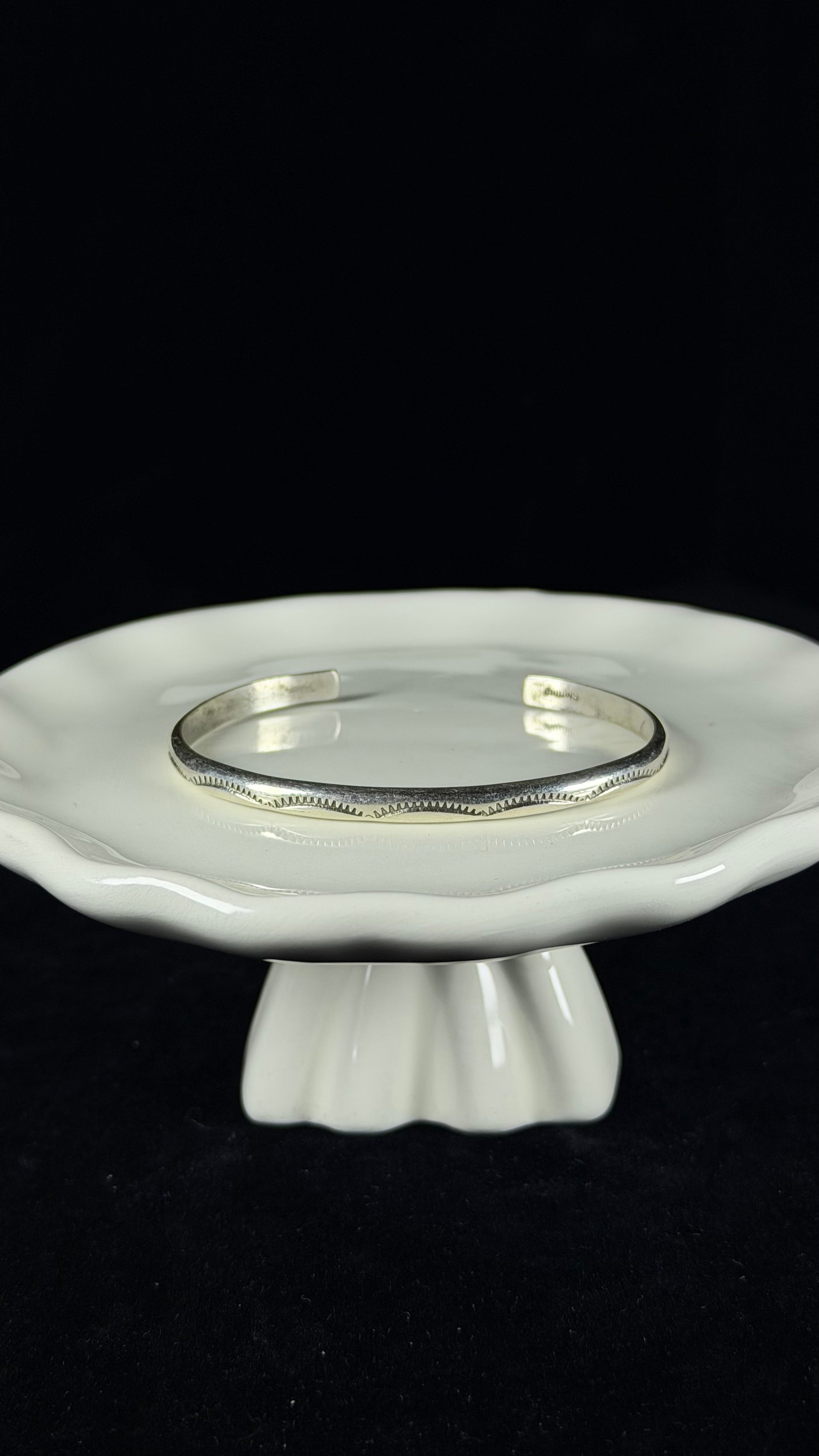 Navajo Made Sterling Silver Cuff Stamped Cuff Bracelet