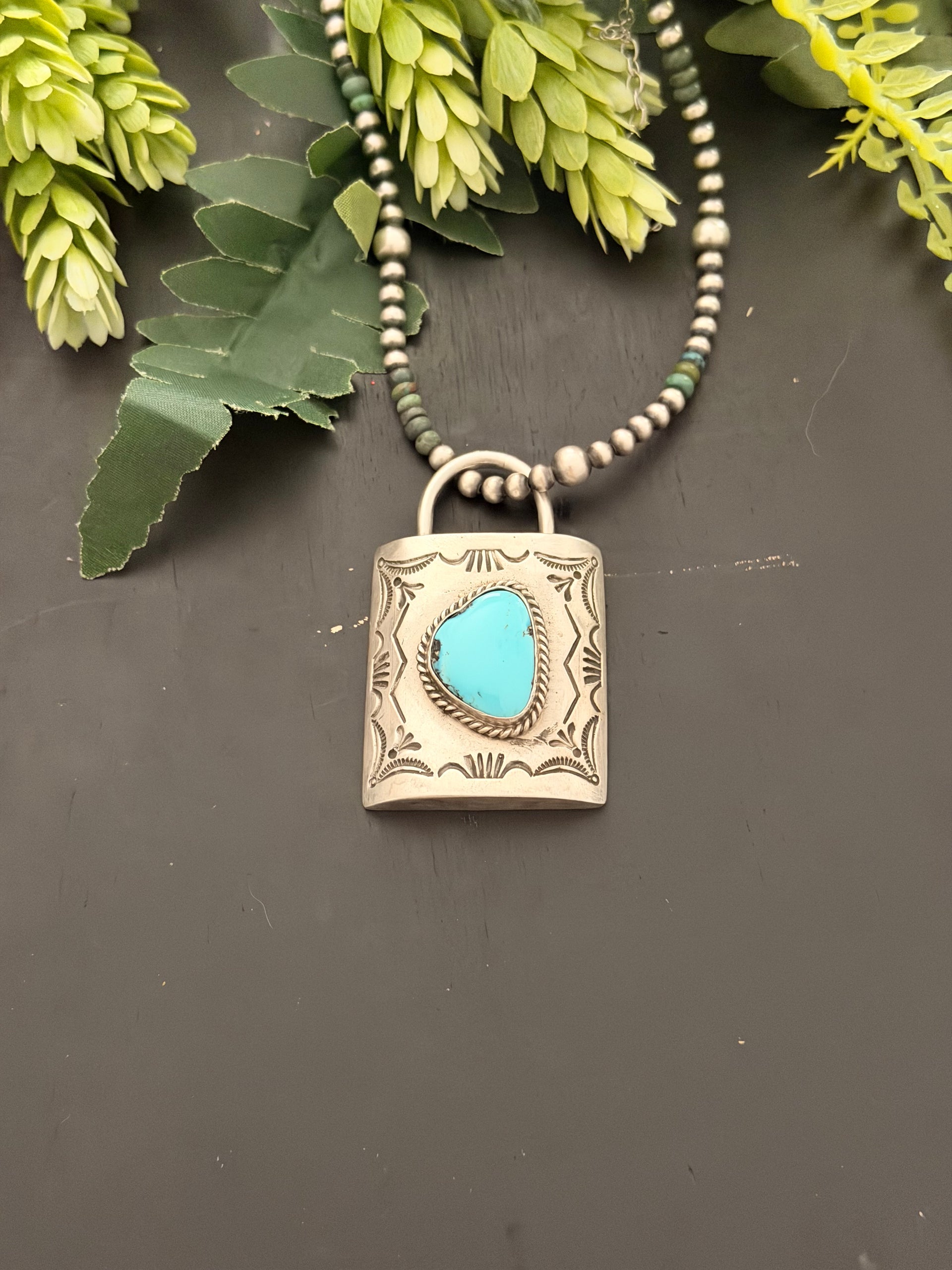 Charles Johnson Golden Hills Turquoise & Sterling Silver Locket Pendant