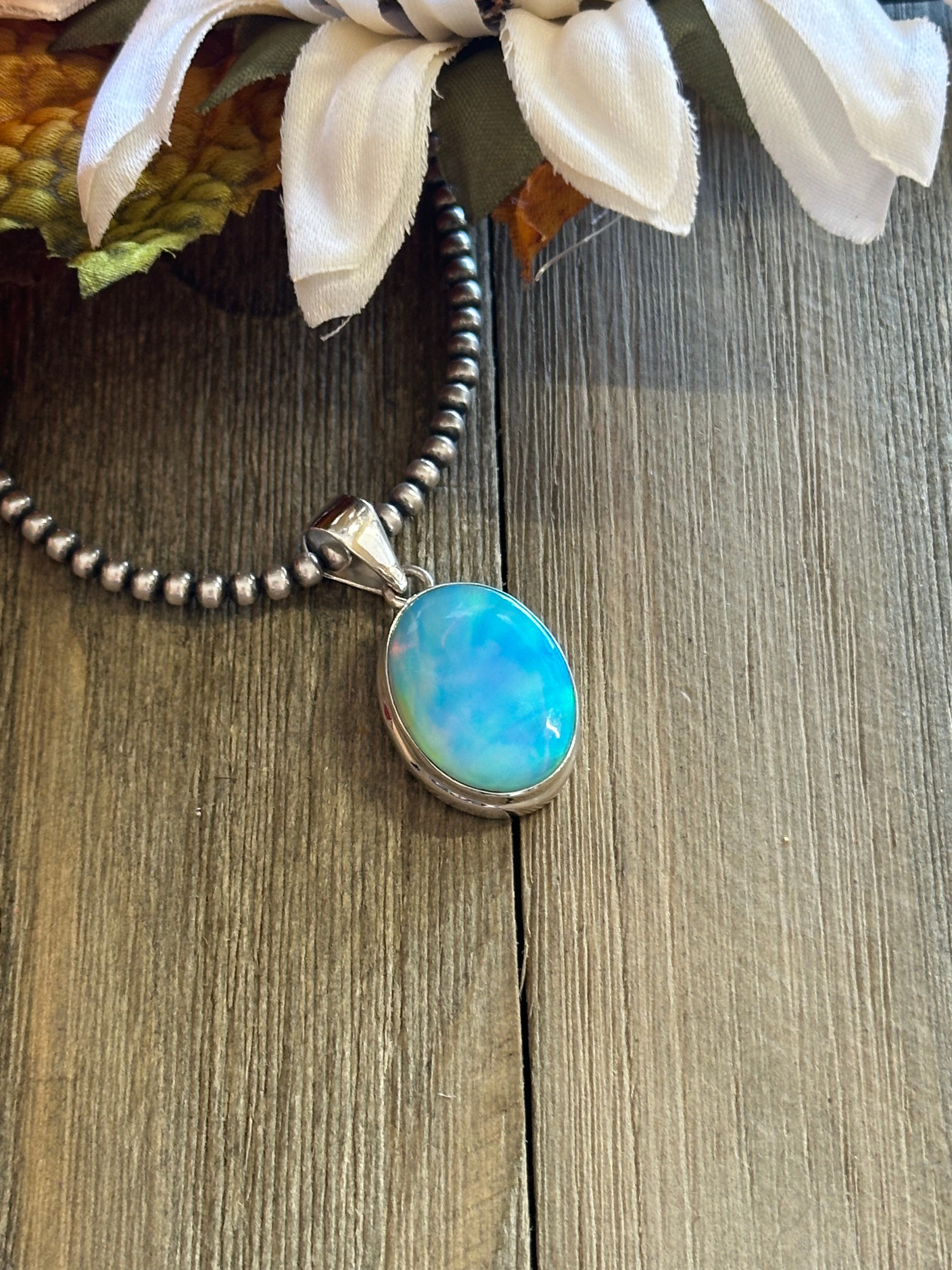 Southwest Handmade Opal & Sterling Silver Pendant