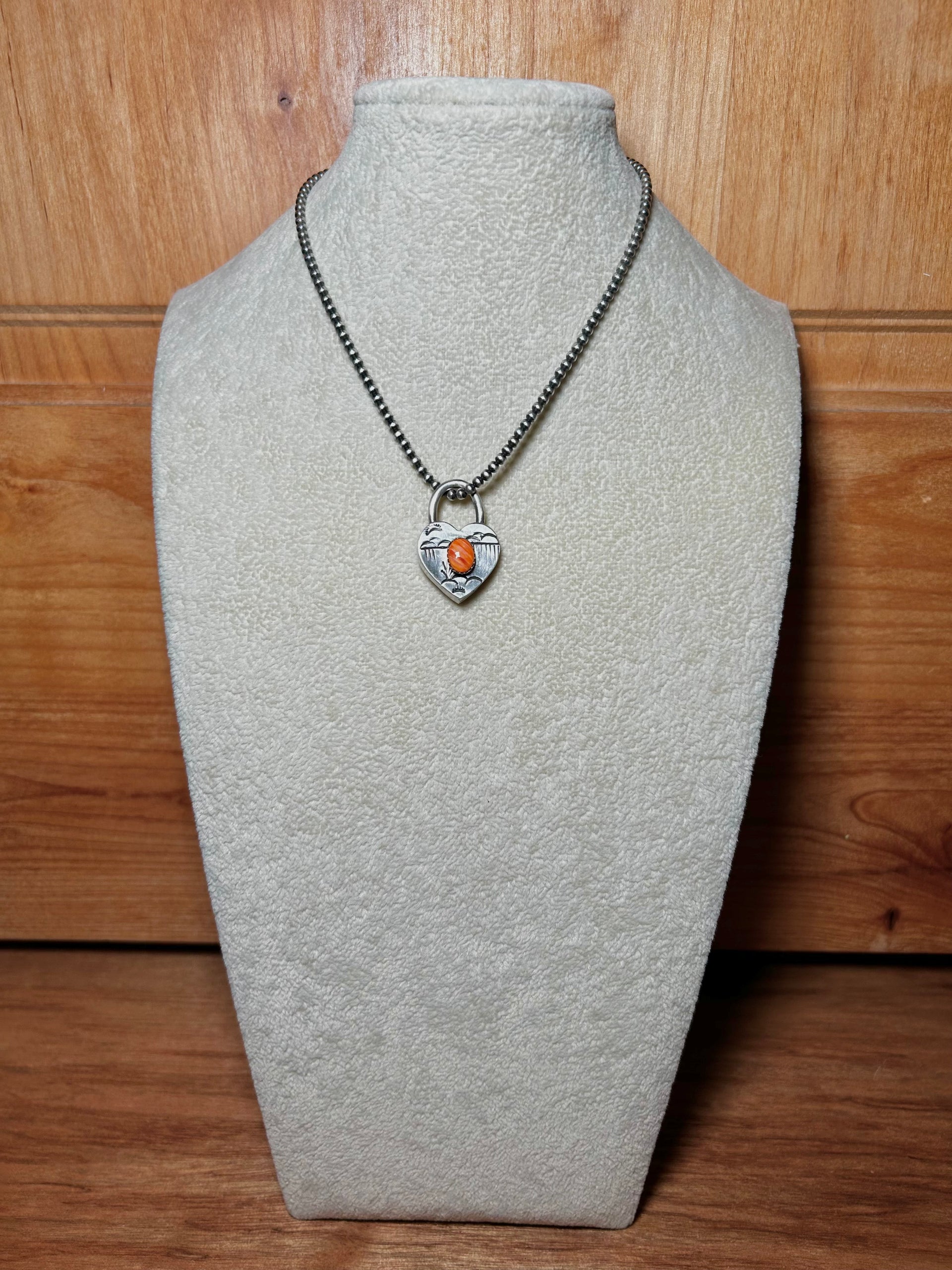 Navajo Made Spiny Oyster & Sterling Silver Pendant
