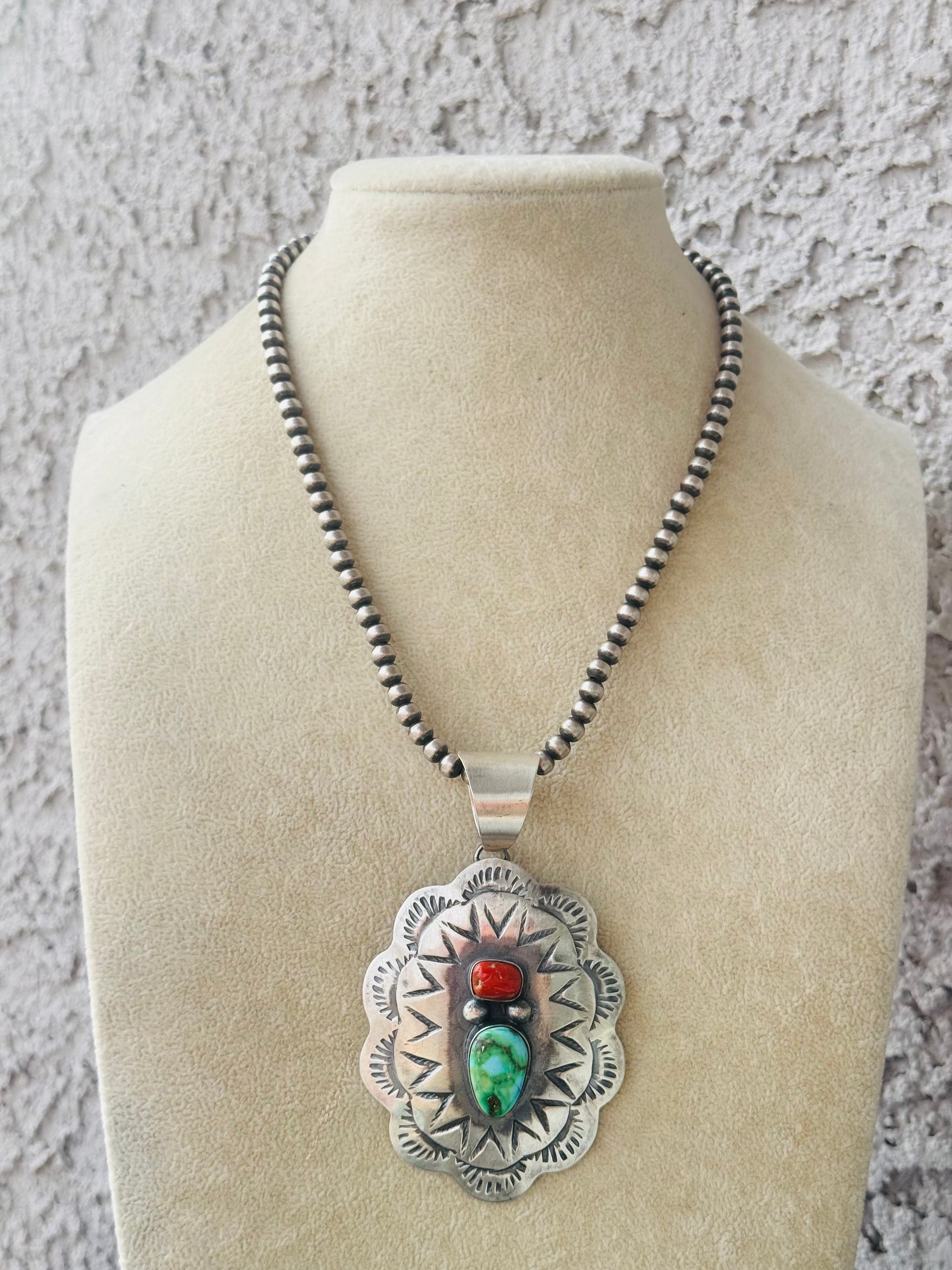 Chimney Butte Multi Stone & Sterling Silver Concho Pendant