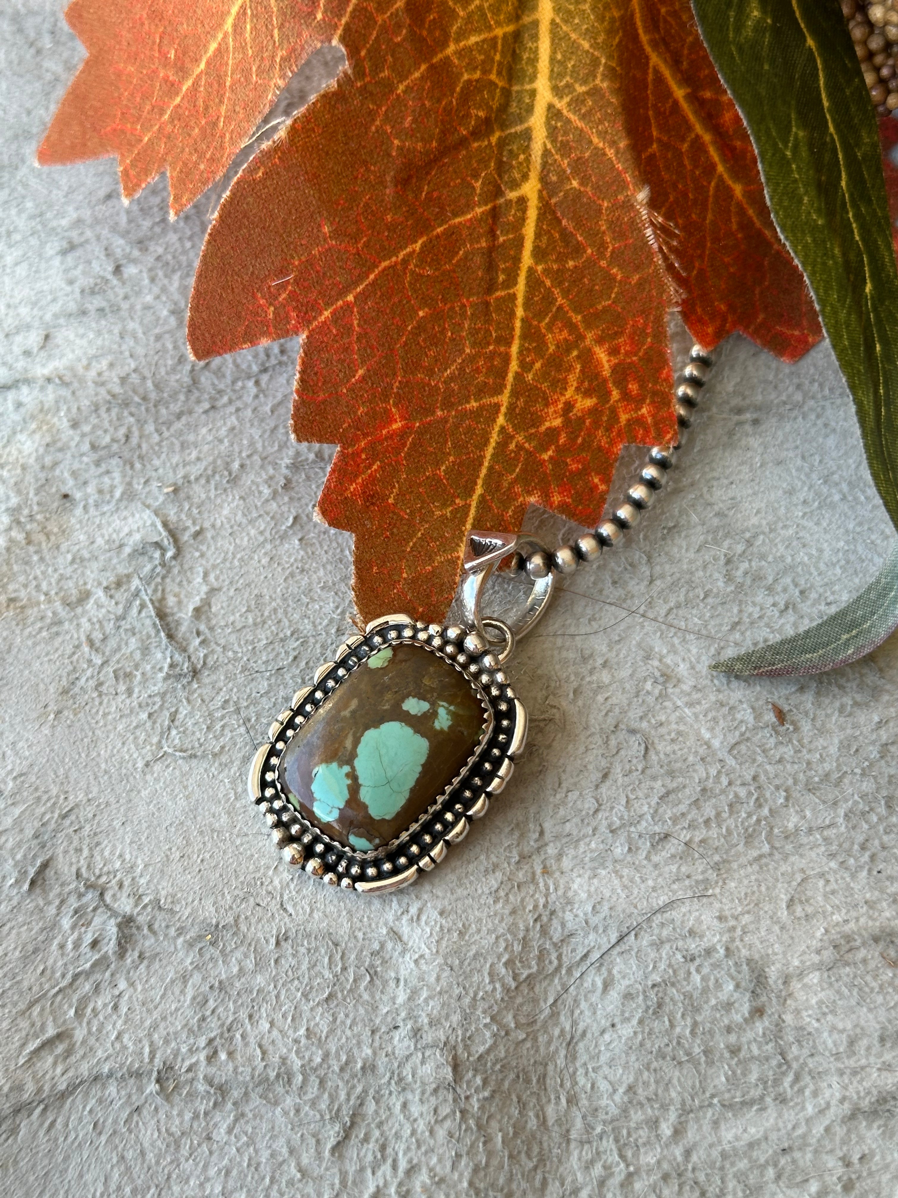 Southwest Handmade #8 Turquoise & Sterling Silver Pendant