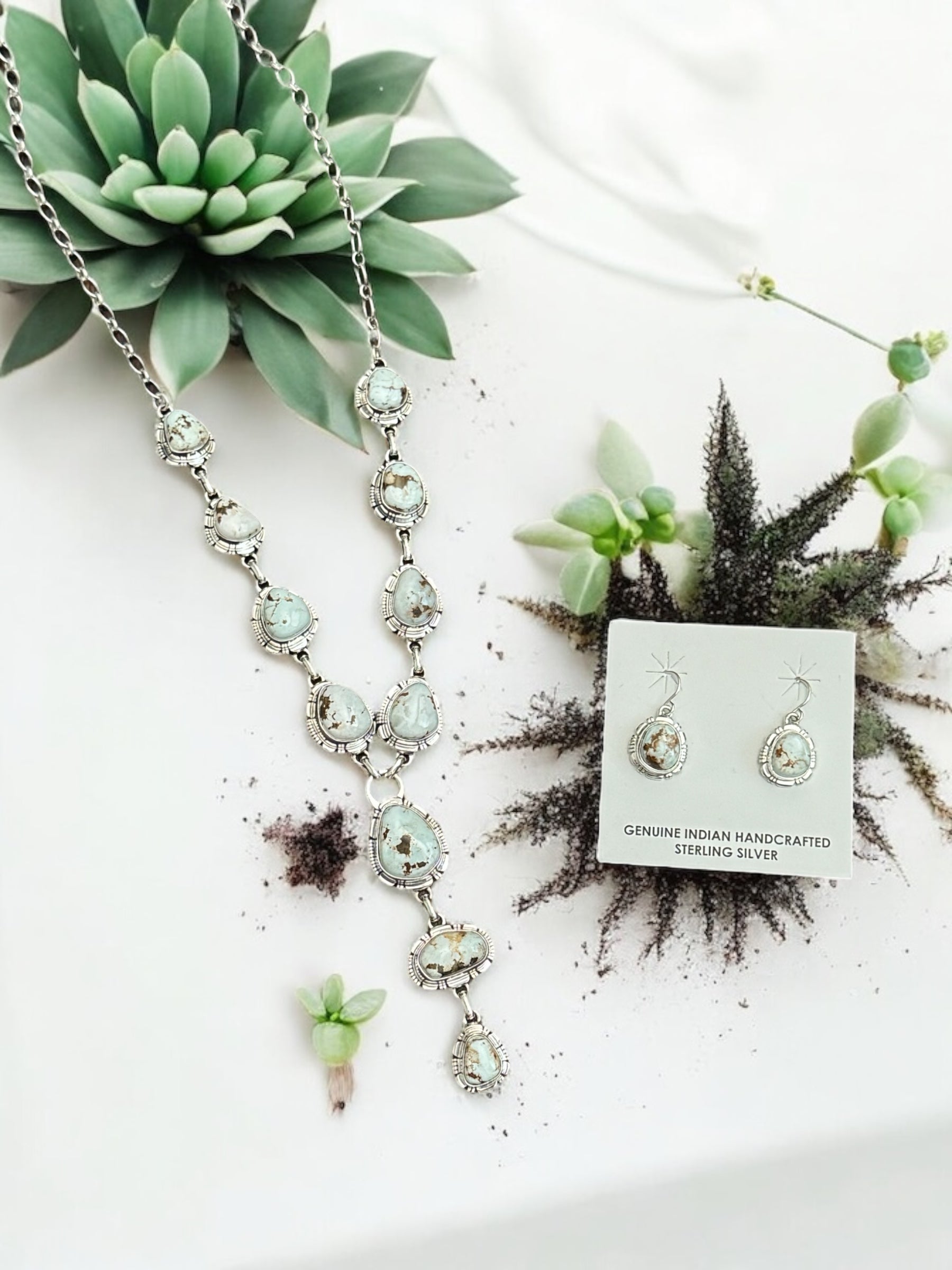 Larry Moses Yazzie Dry Creek Turquoise & Sterling Silver Necklace Set