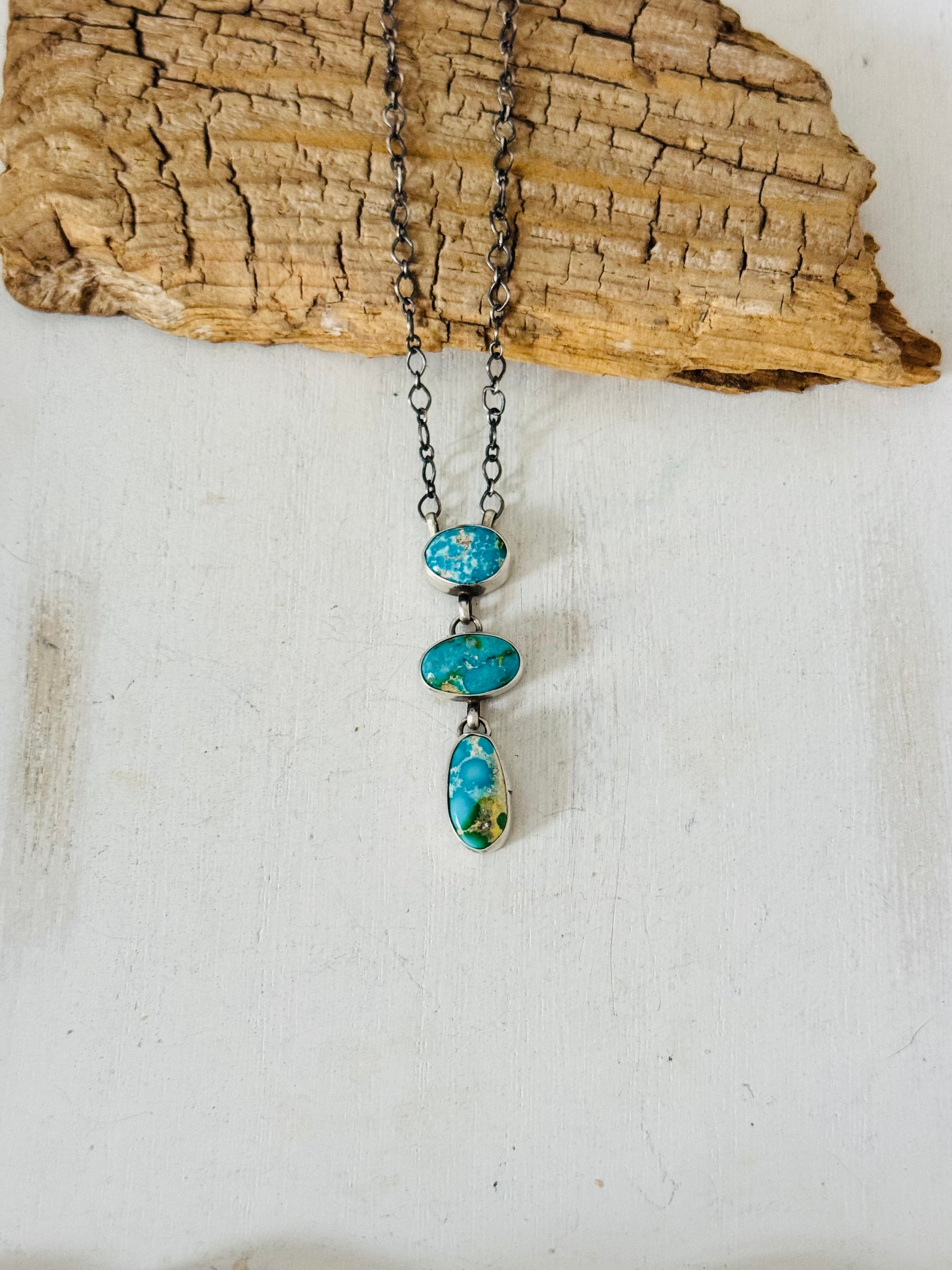 Antionette Martinez Sonoran Mountain Turquoise & Sterling Silver Lariat Necklace