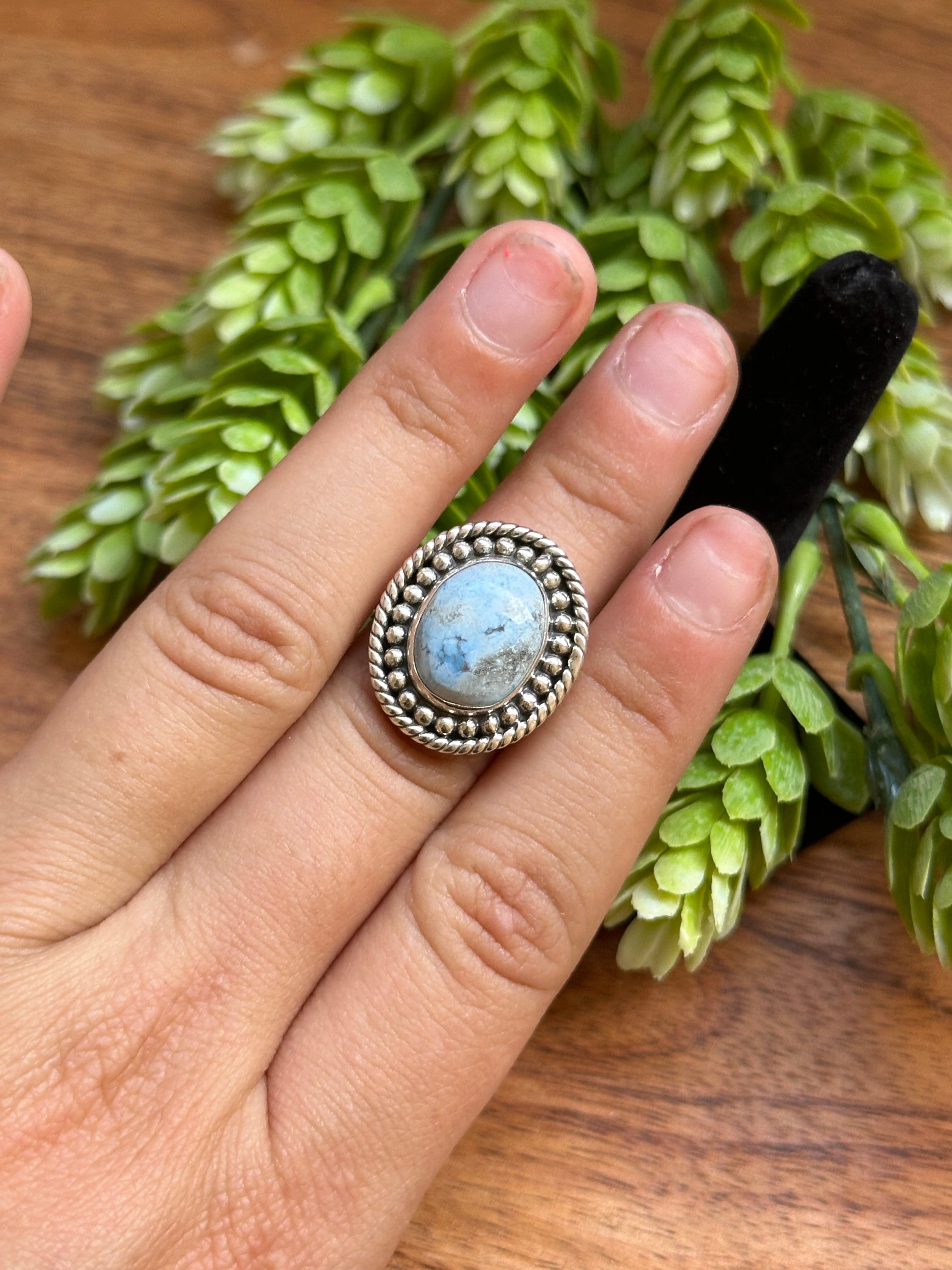 Southwest Handmade Golden Hills Turquoise & Sterling Silver Adjustable Ring