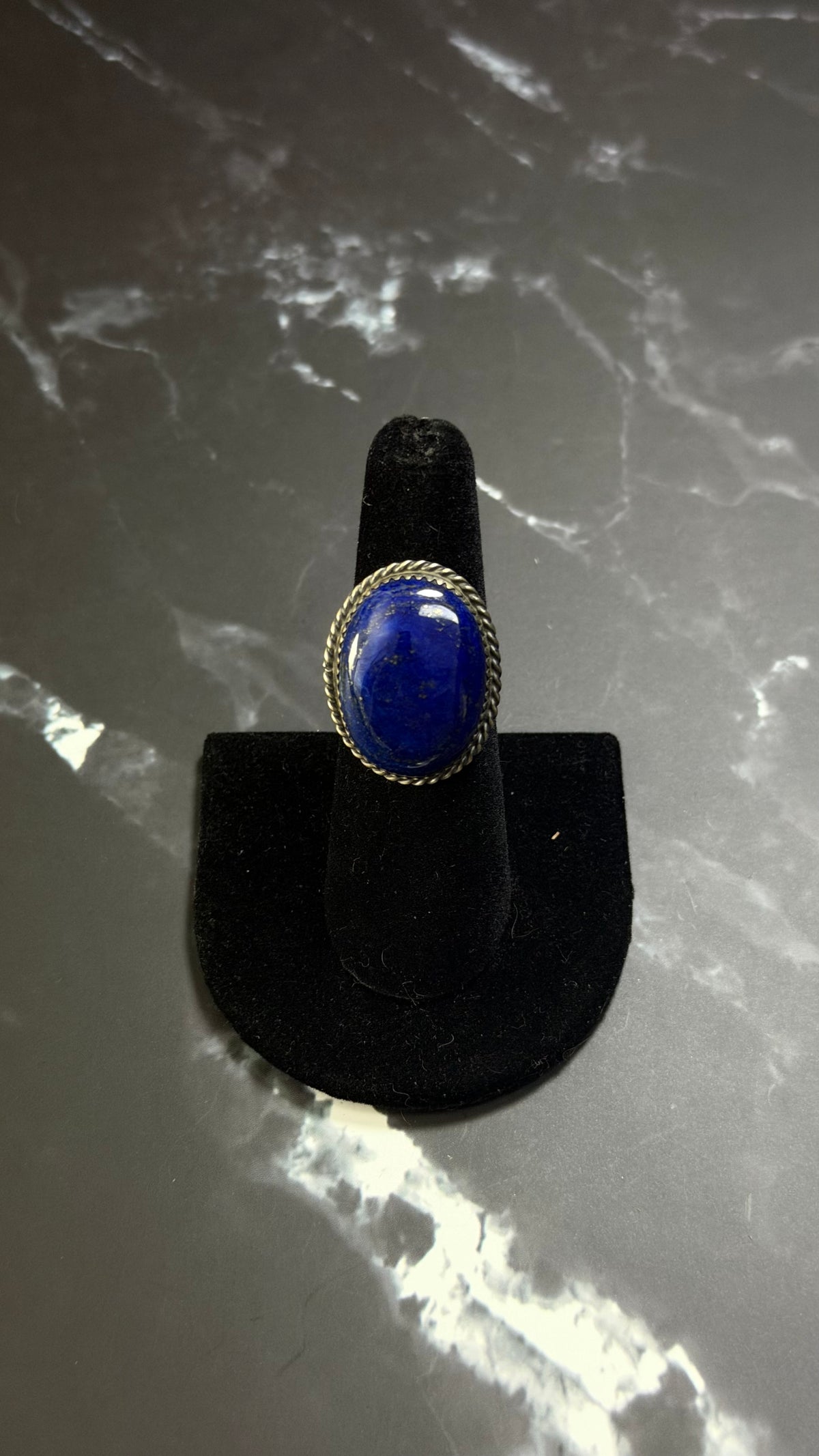Navajo Made Lapis & Sterling Silver Ring Size 6.25