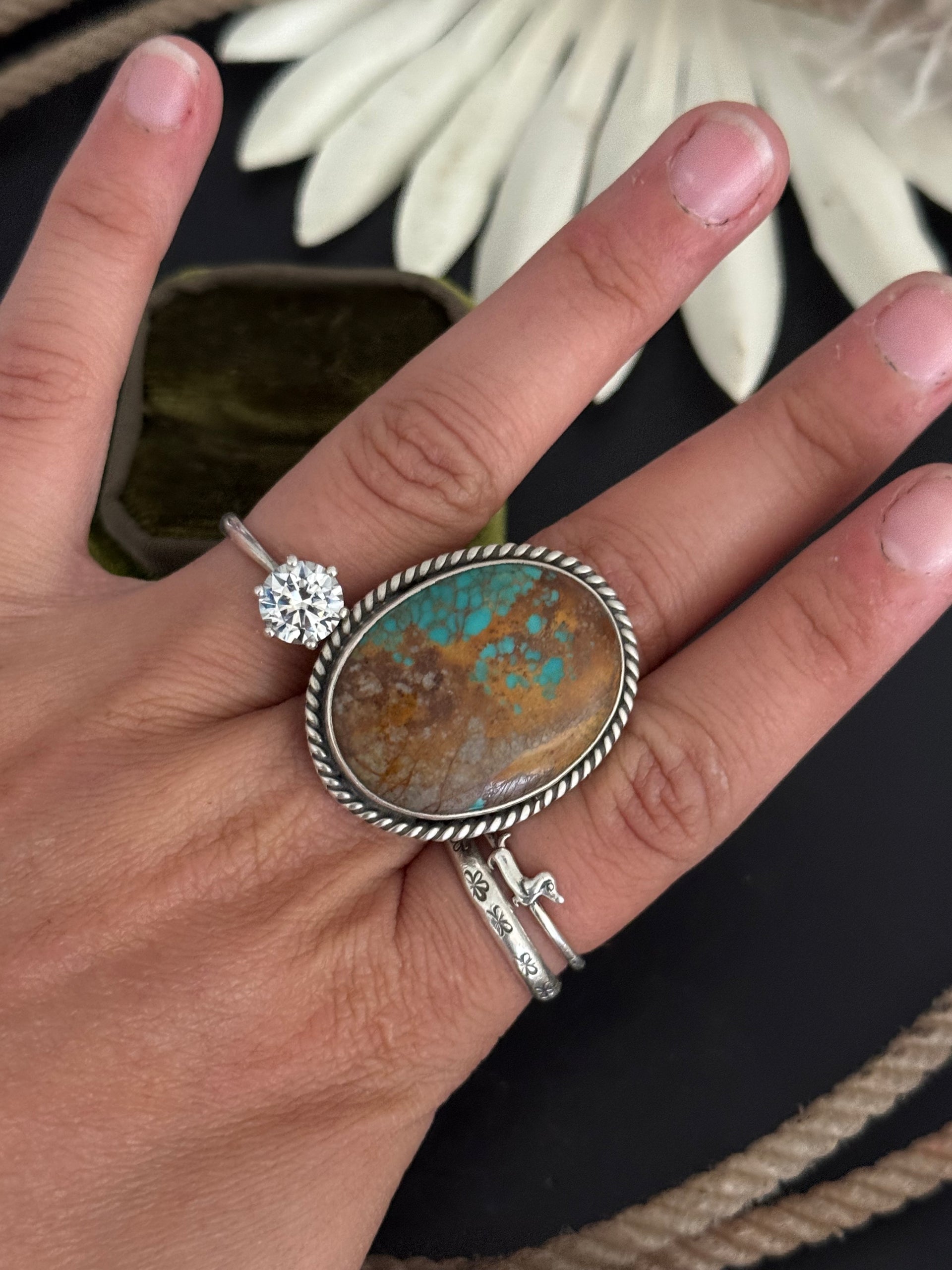 Patrick Yazzie #8 Turquoise & Sterling Silver Ring Size 10.25