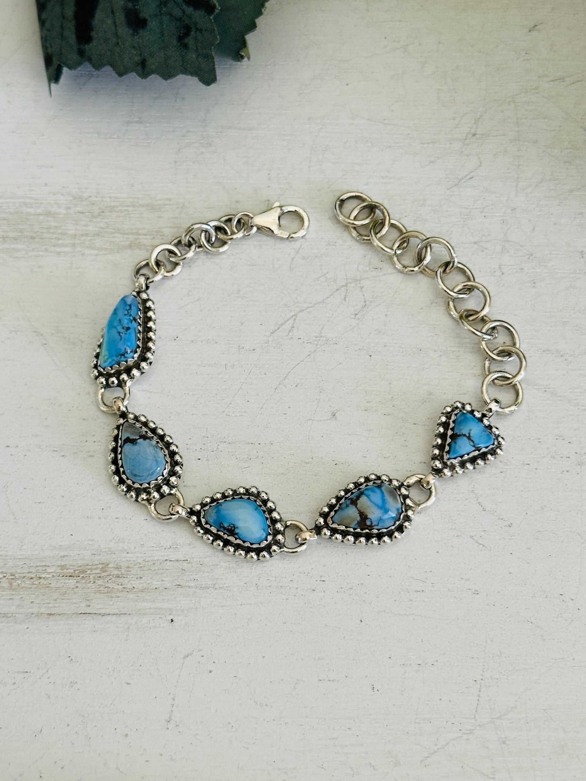 Southwest Made Golden Hills Turquoise & Sterling Silver Bracelet
