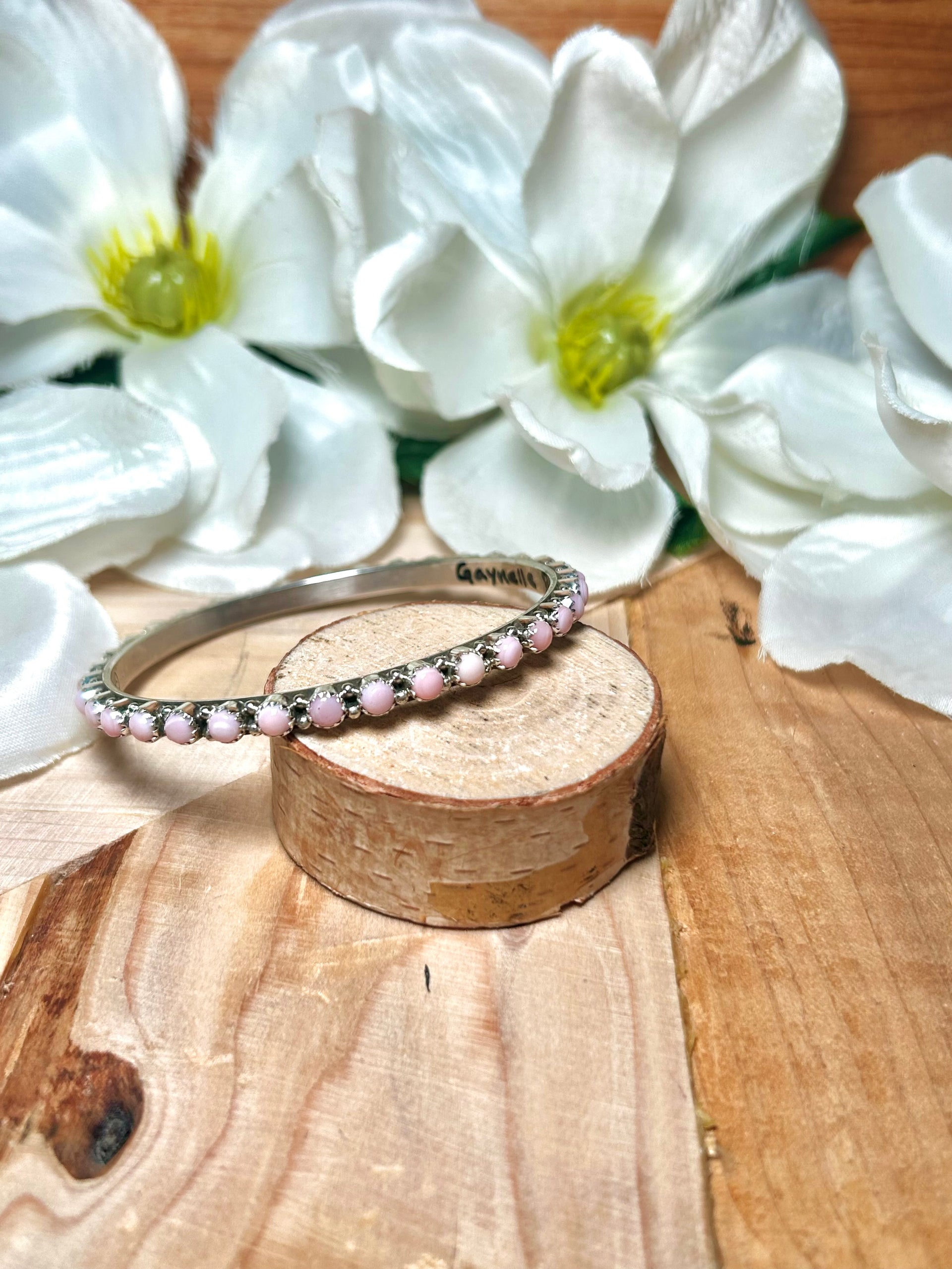 Gaynelle Parker Pink Conch & Sterling Sliver Bangle Bracelet