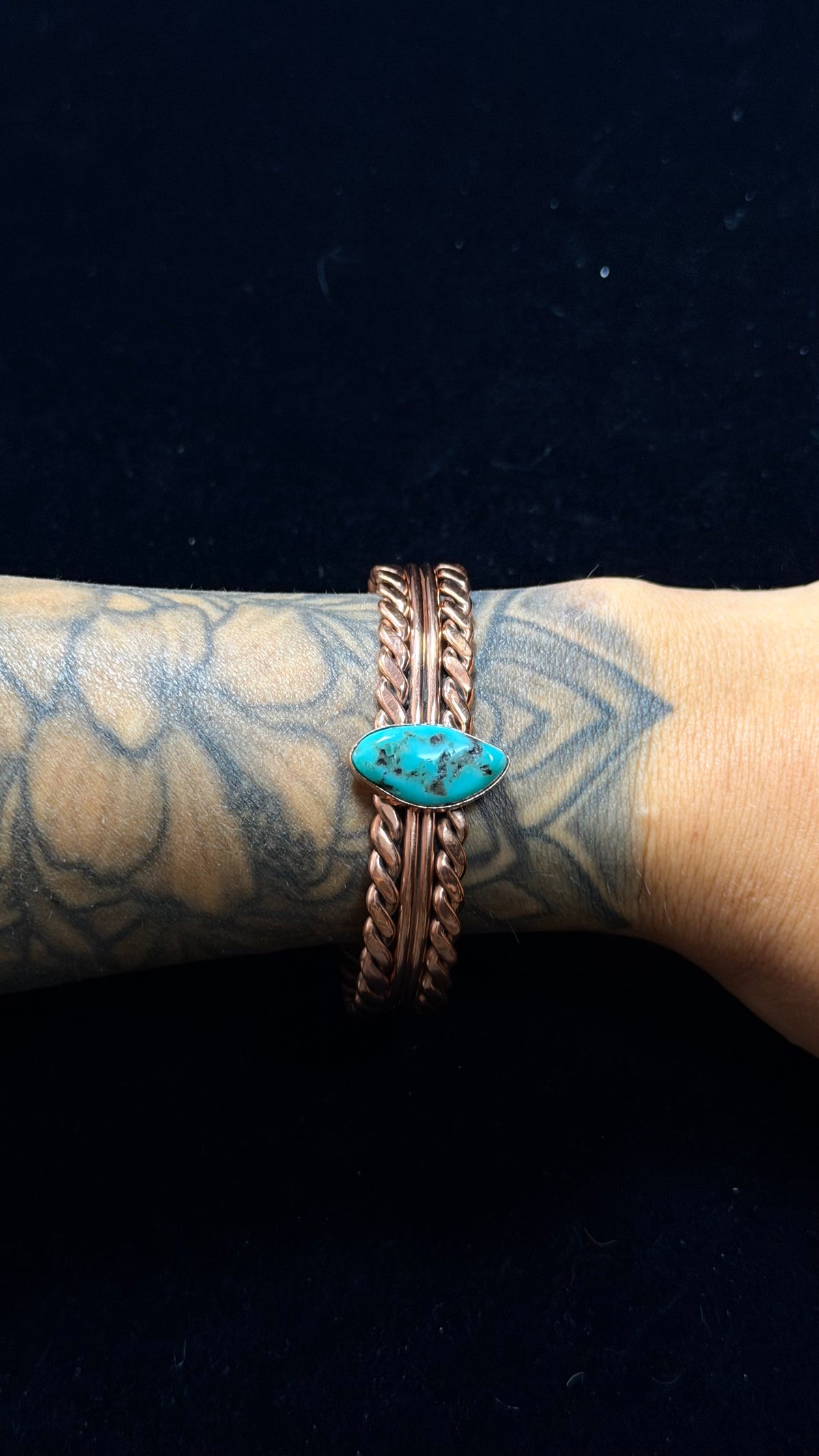 Navajo Made Kingman Turquoise & Copper Cuff Bracelet