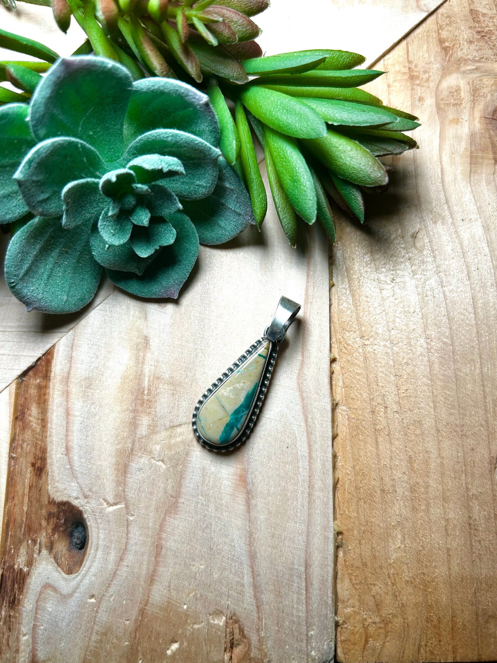 Navajo Made Boulder Turquoise & Sterling Silver Pendant