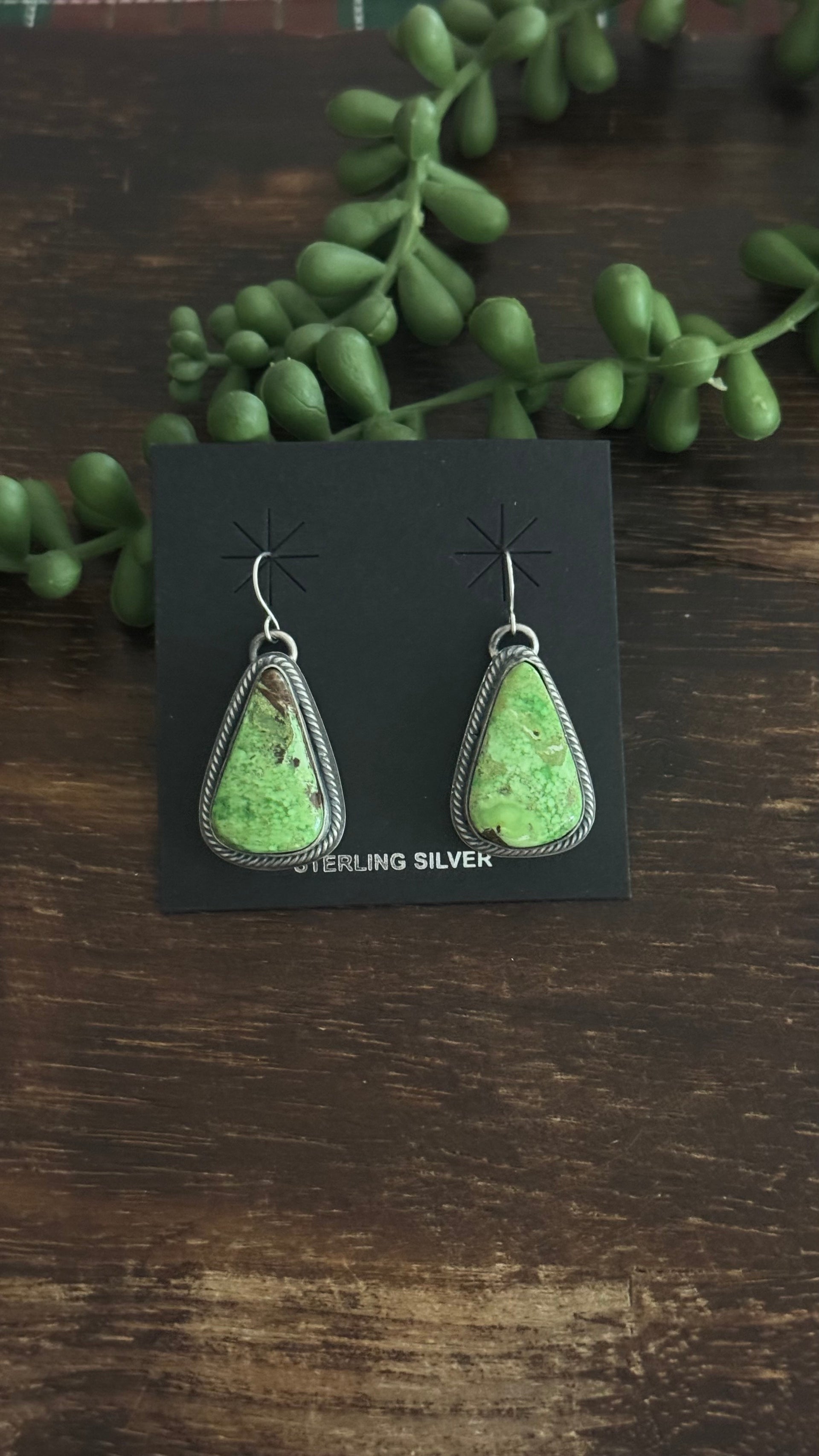 Navajo Made Pixie Turquoise & Sterling Silver Dangle Earrings