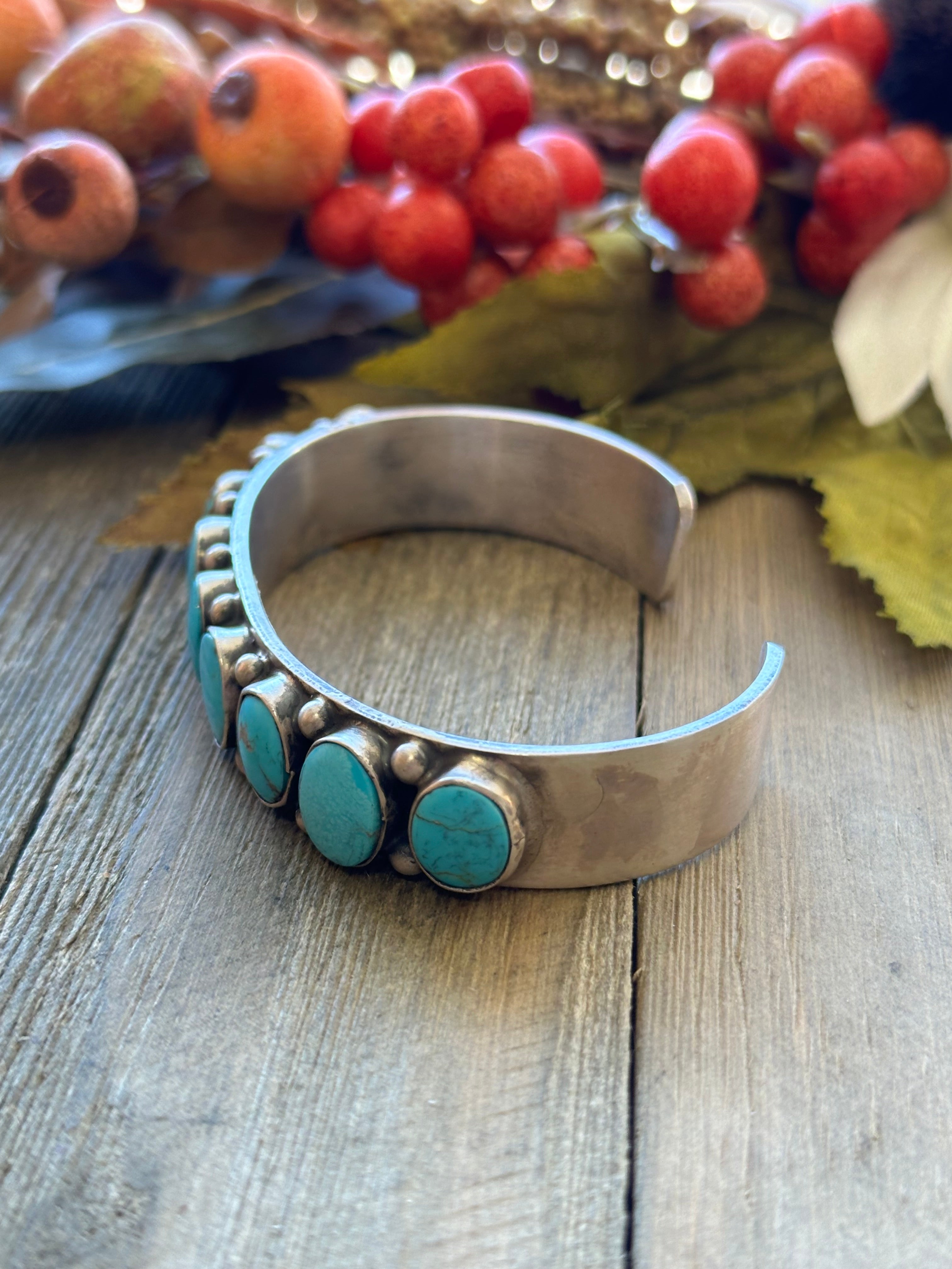 Bobby Johnson Blue Ridge Turquoise & Sterling Silver Cuff Bracelet