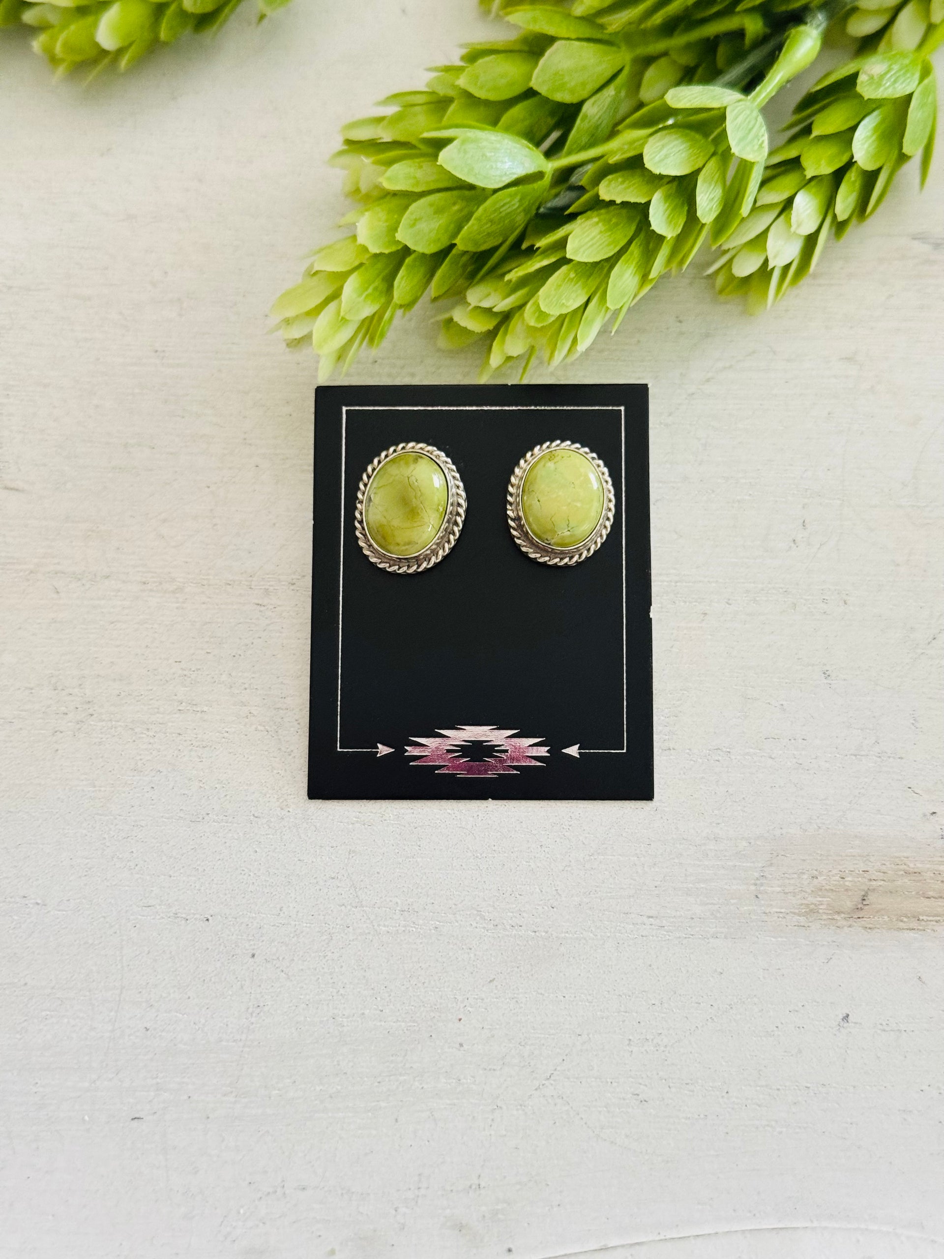 Navajo Made Sonoran Mountain Turquoise & Sterling Silver Post Earrings