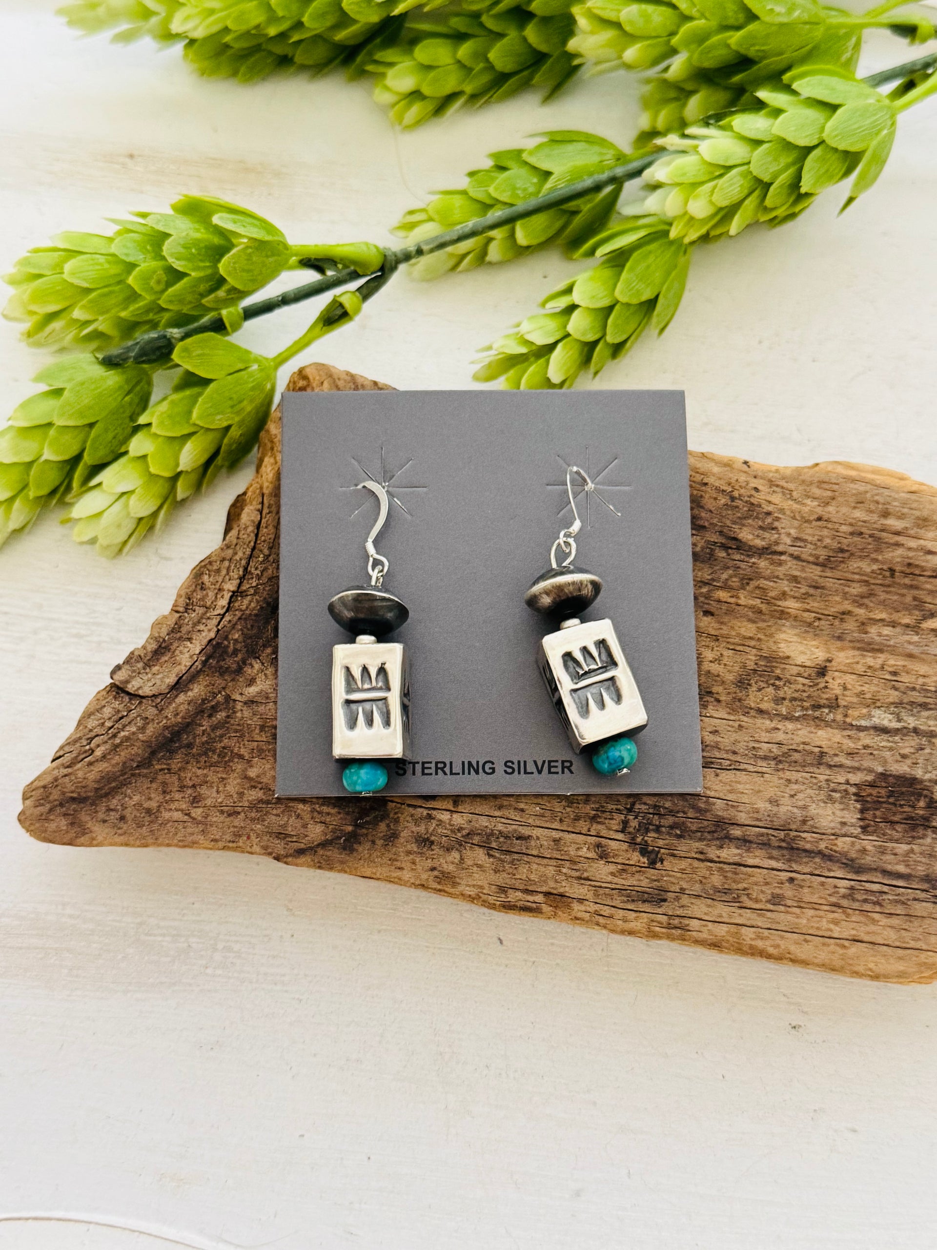 Navajo Handmade Sterling Silver Dangle Earrings