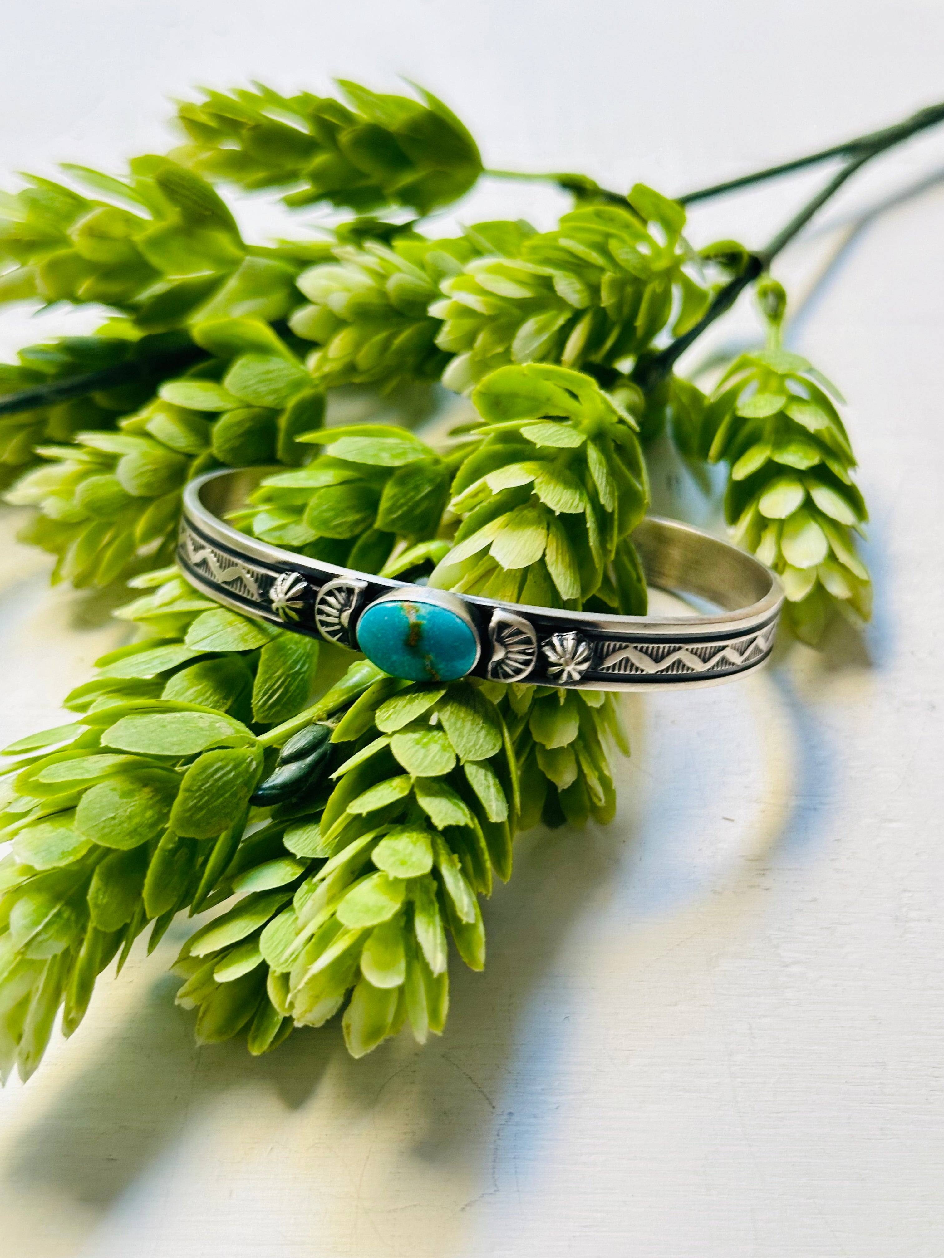 Francis Yazzie Sonoran Mountain Turquoise and Sterling Silver Cuff Bracelet