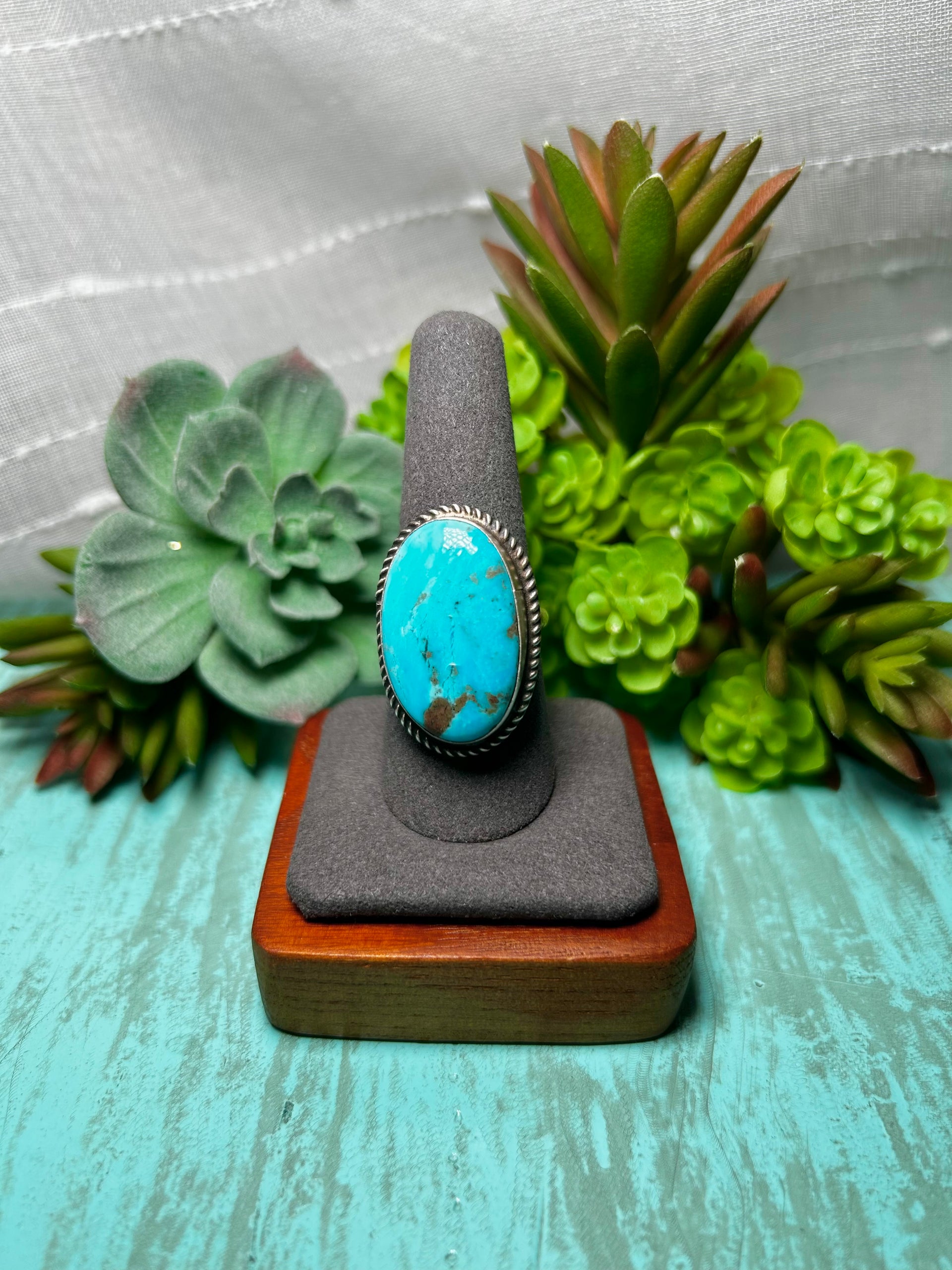 Donovan Nez Kingman Turquoise & Sterling Sliver Adjustable Ring
