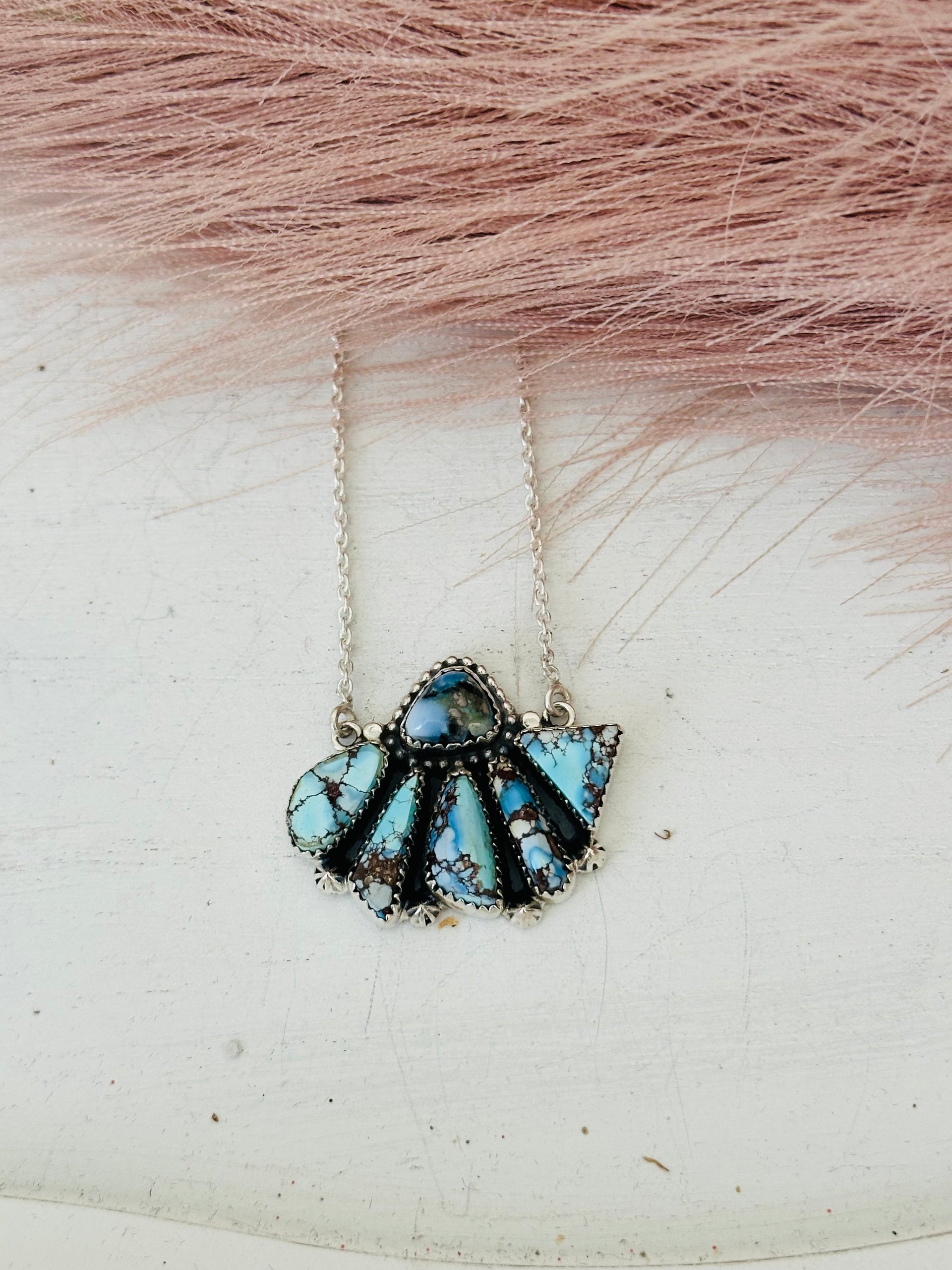 Southwest Handmade Golden Hills Turquoise & Sterling Silver Necklace