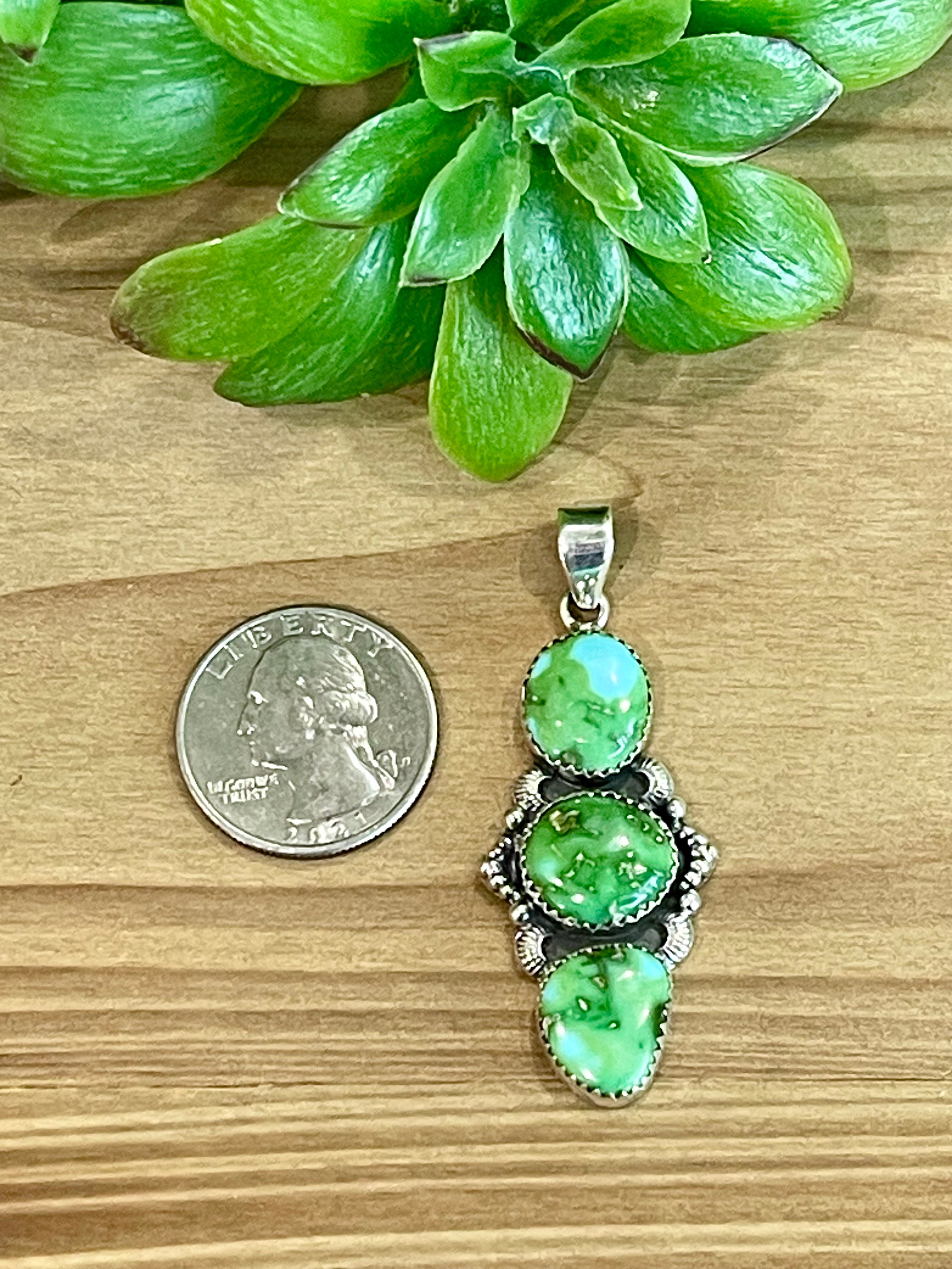 Southwest Handmade Sonoran Mountain Turquoise & Sterling Silver Pendant