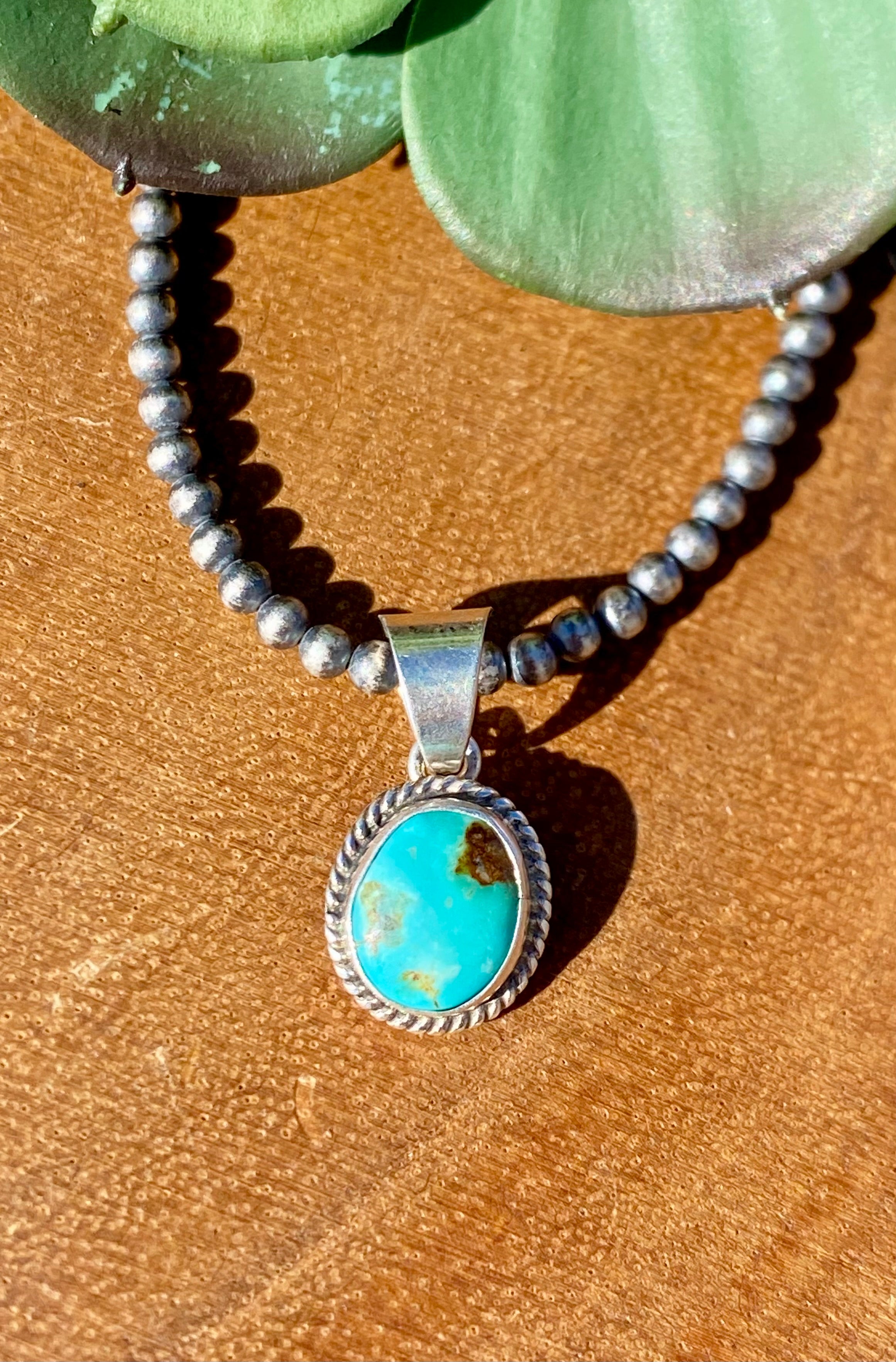 Navajo Made Kingman Turquoise & Sterling Silver PENDANT ONLY