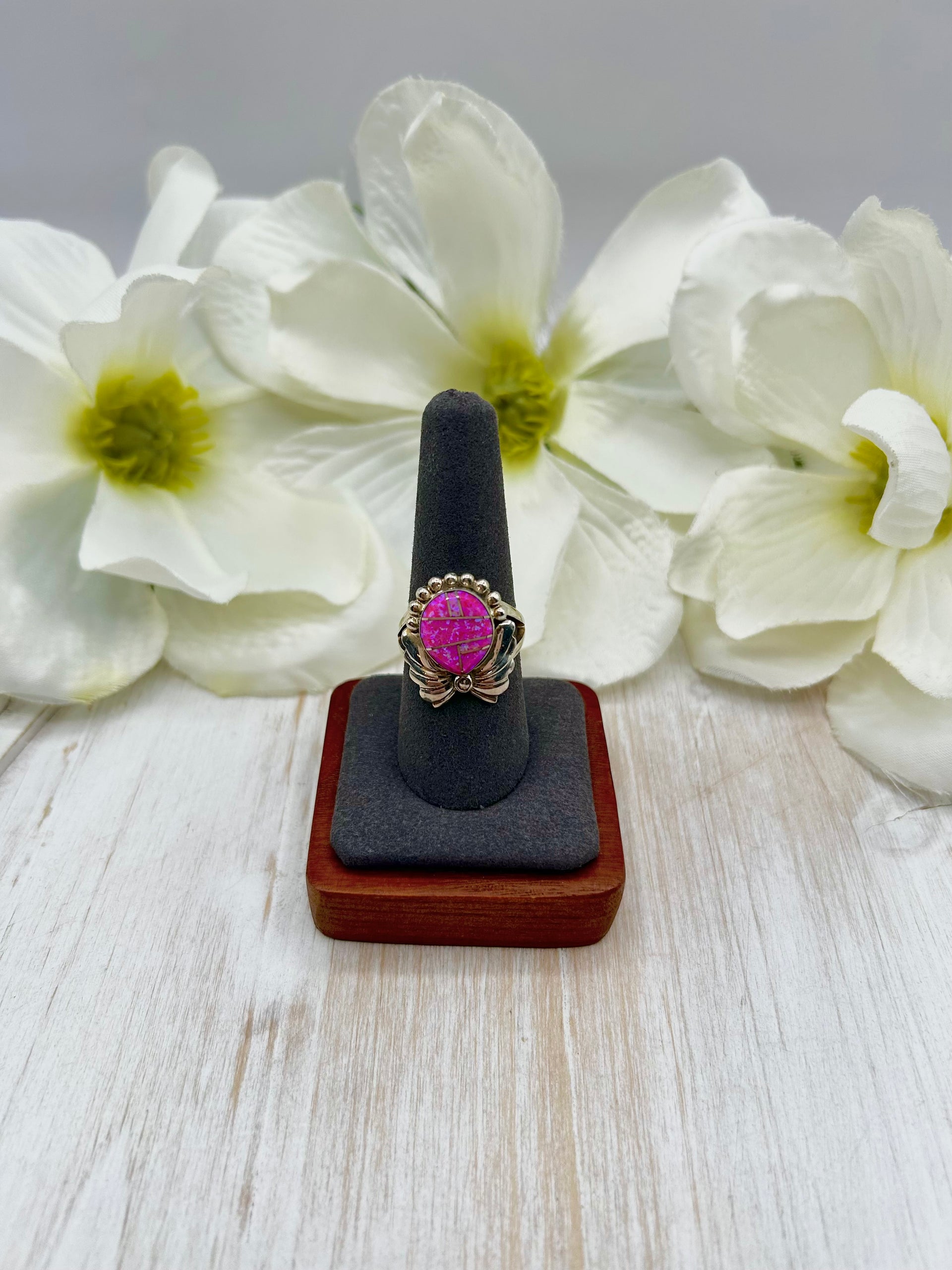Navajo Made Opal & Sterling Silver Ring Size 8.75