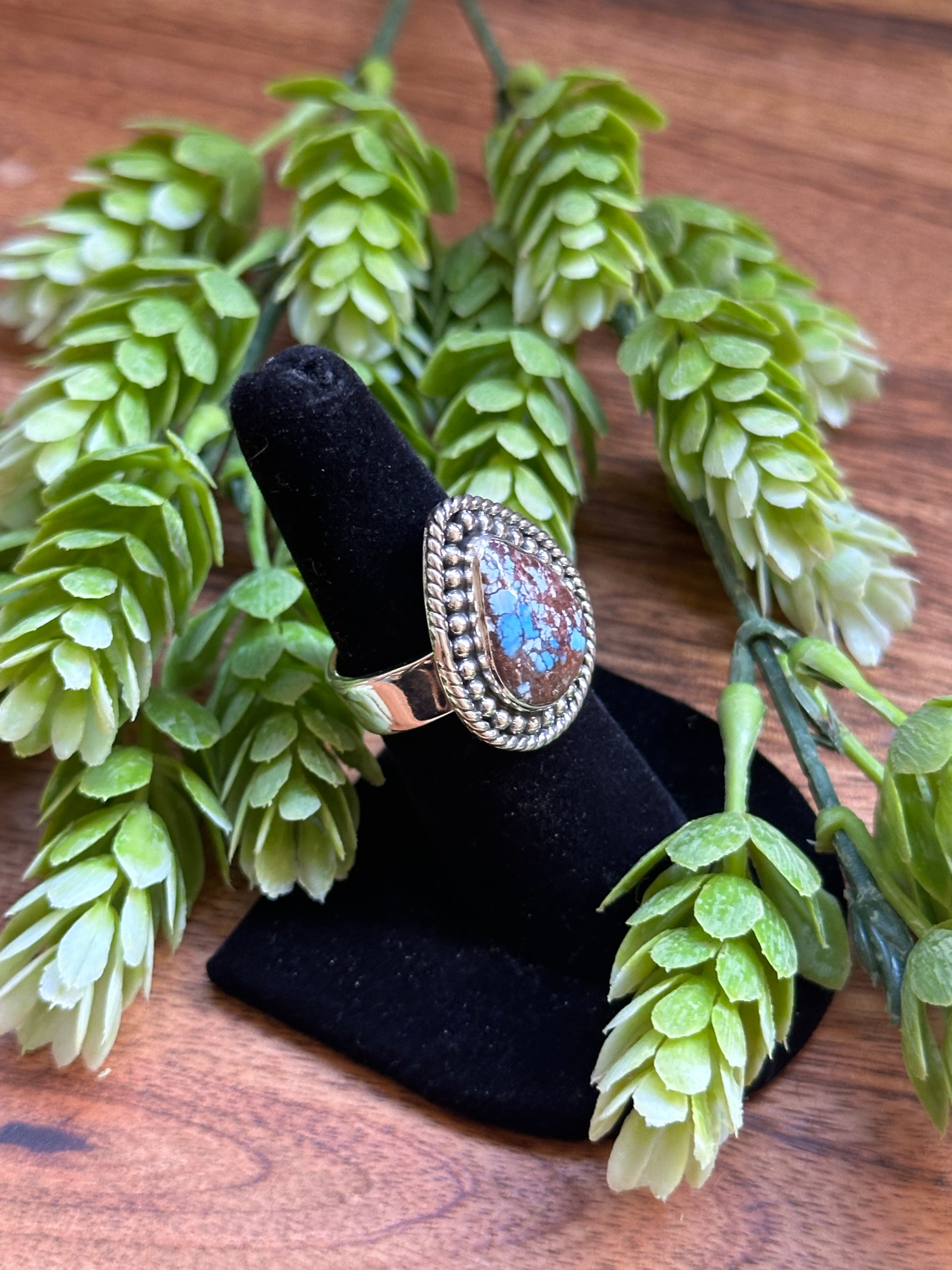 Southwest Handmade Golden Hills Turquoise & Sterling Silver Adjustable Ring