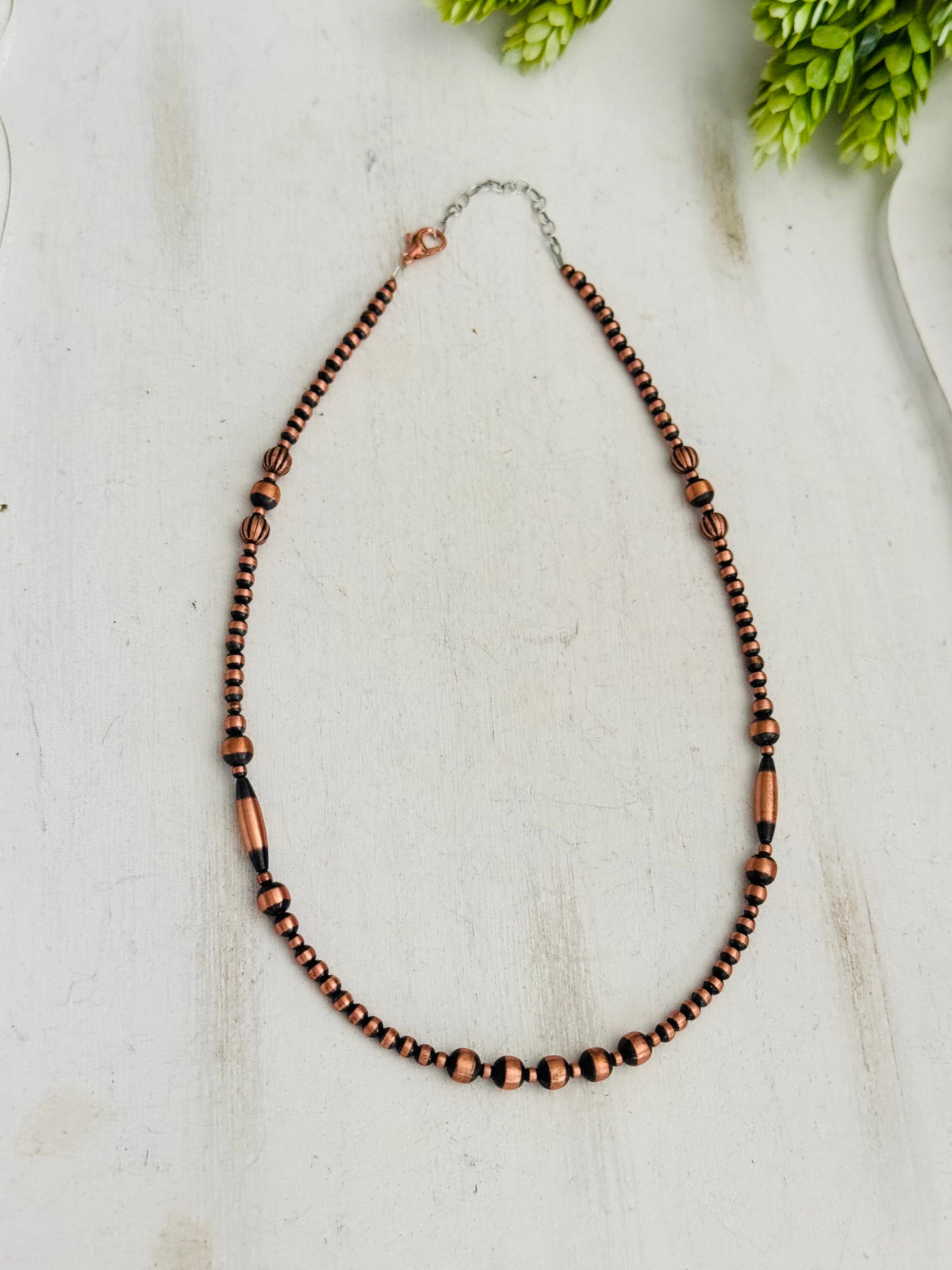 Navajo Strung Copper Pearls Beaded Necklace
