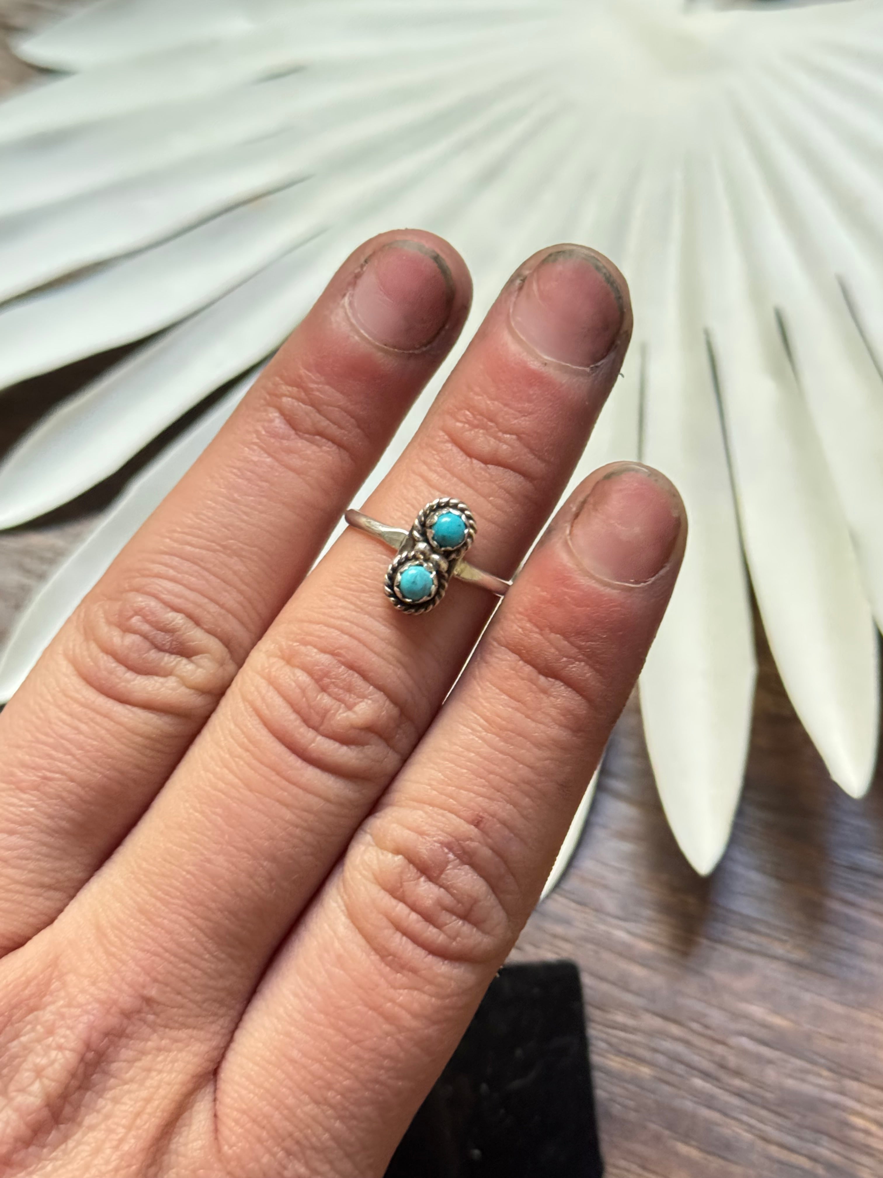 Navajo Made Kingman Turquoise & Sterling Silver Ring