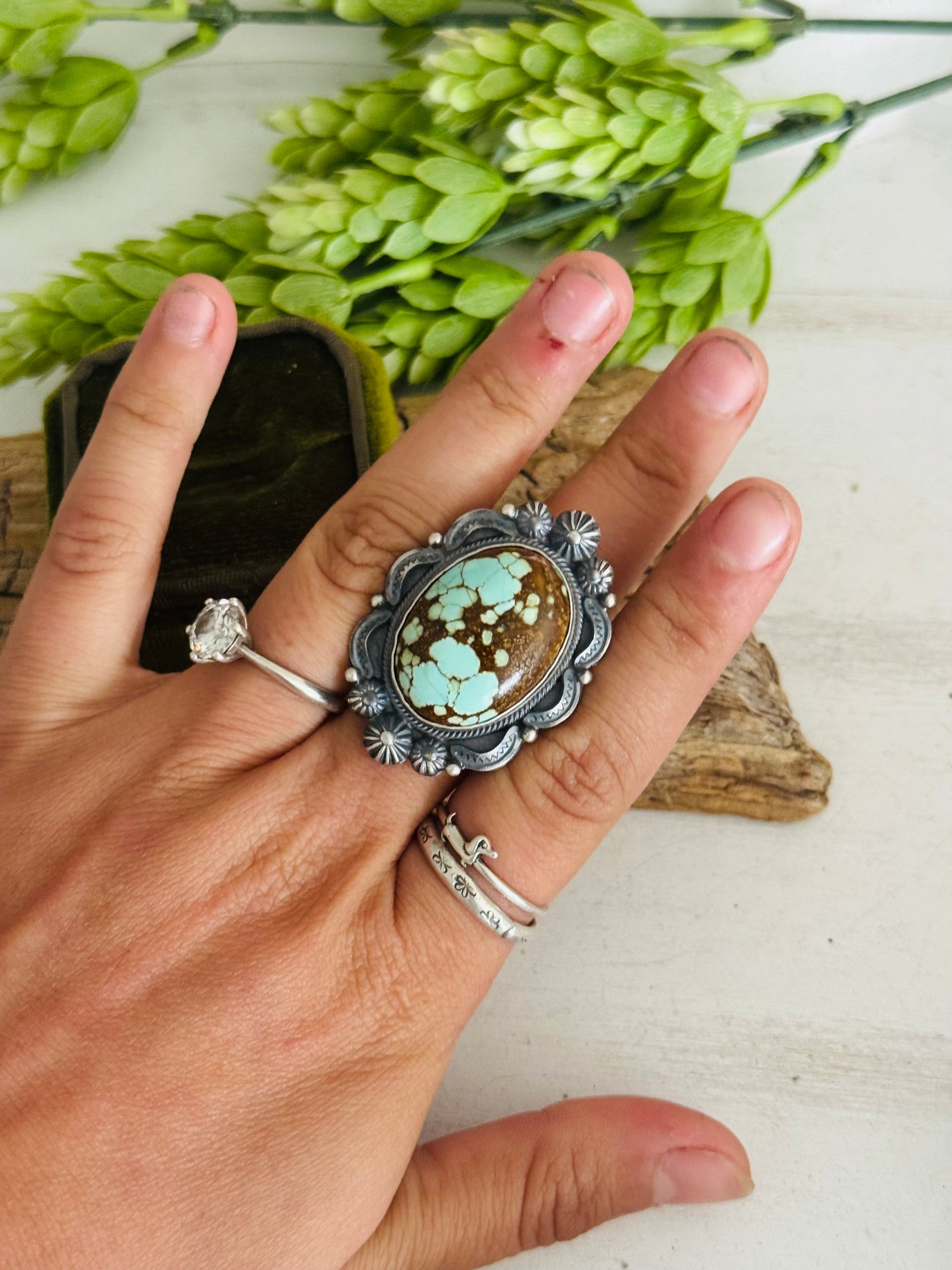 Bennie Ramone #8 Turquoise & Sterling Sliver Adjustable Ring