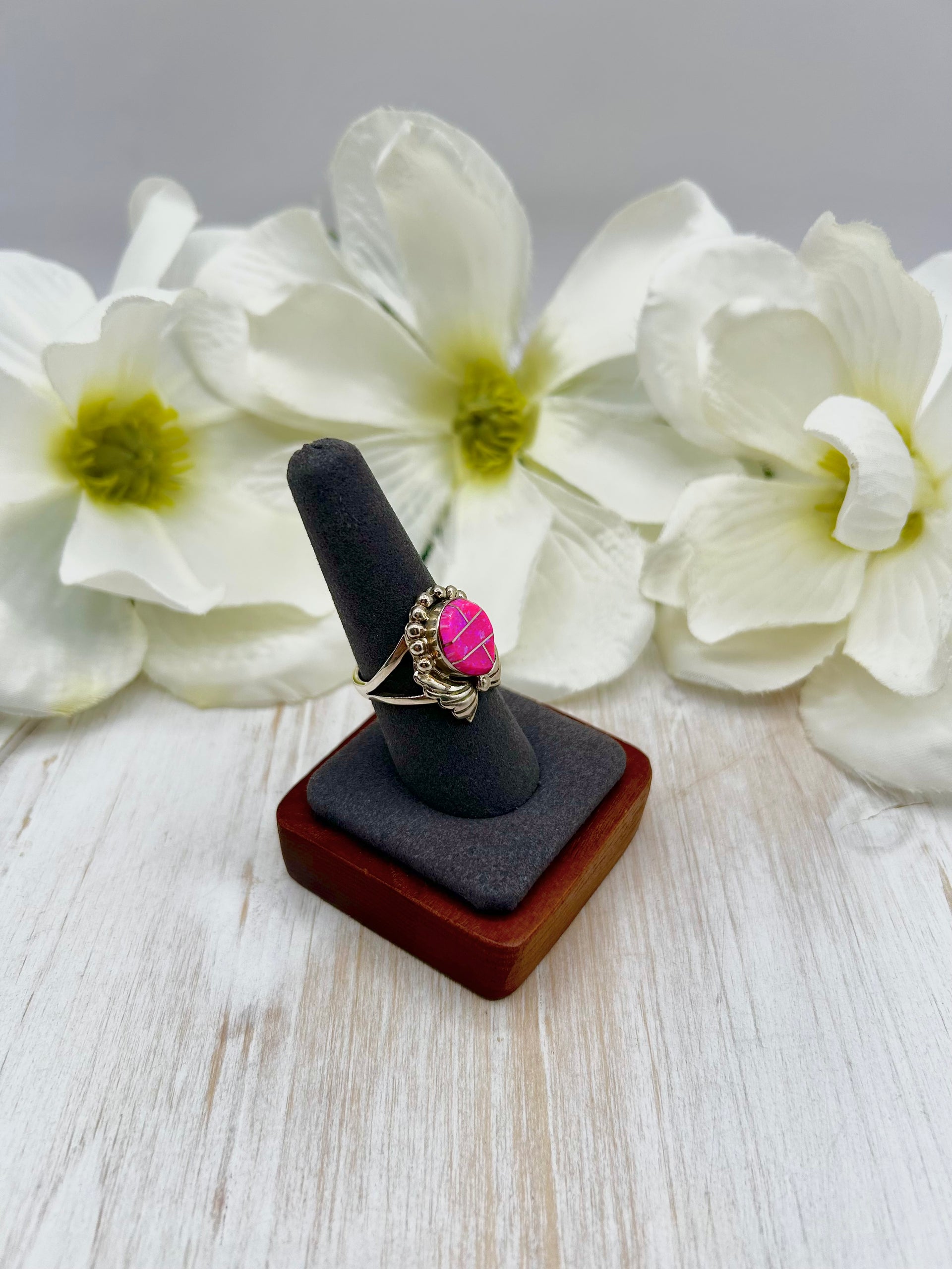 Navajo Made Opal & Sterling Silver Ring Size 8.25