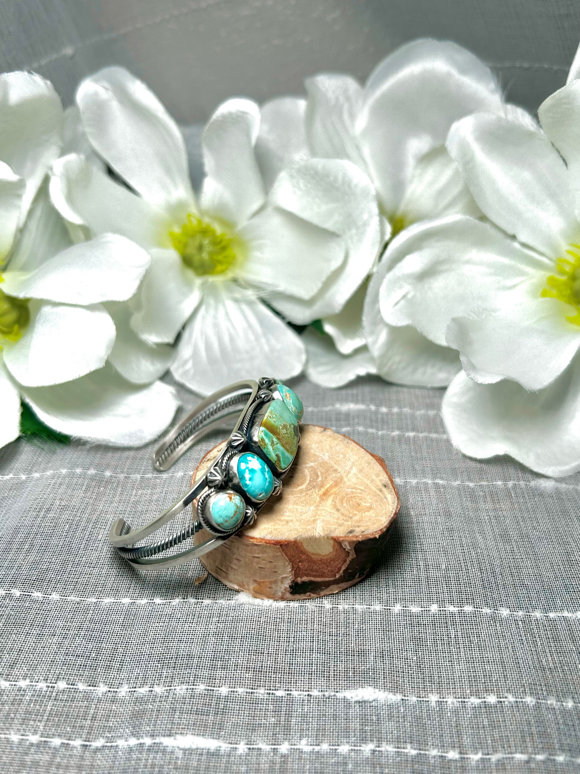 Darrin Livingston Mixed Turquoise & Sterling Silver Cuff Bracelet