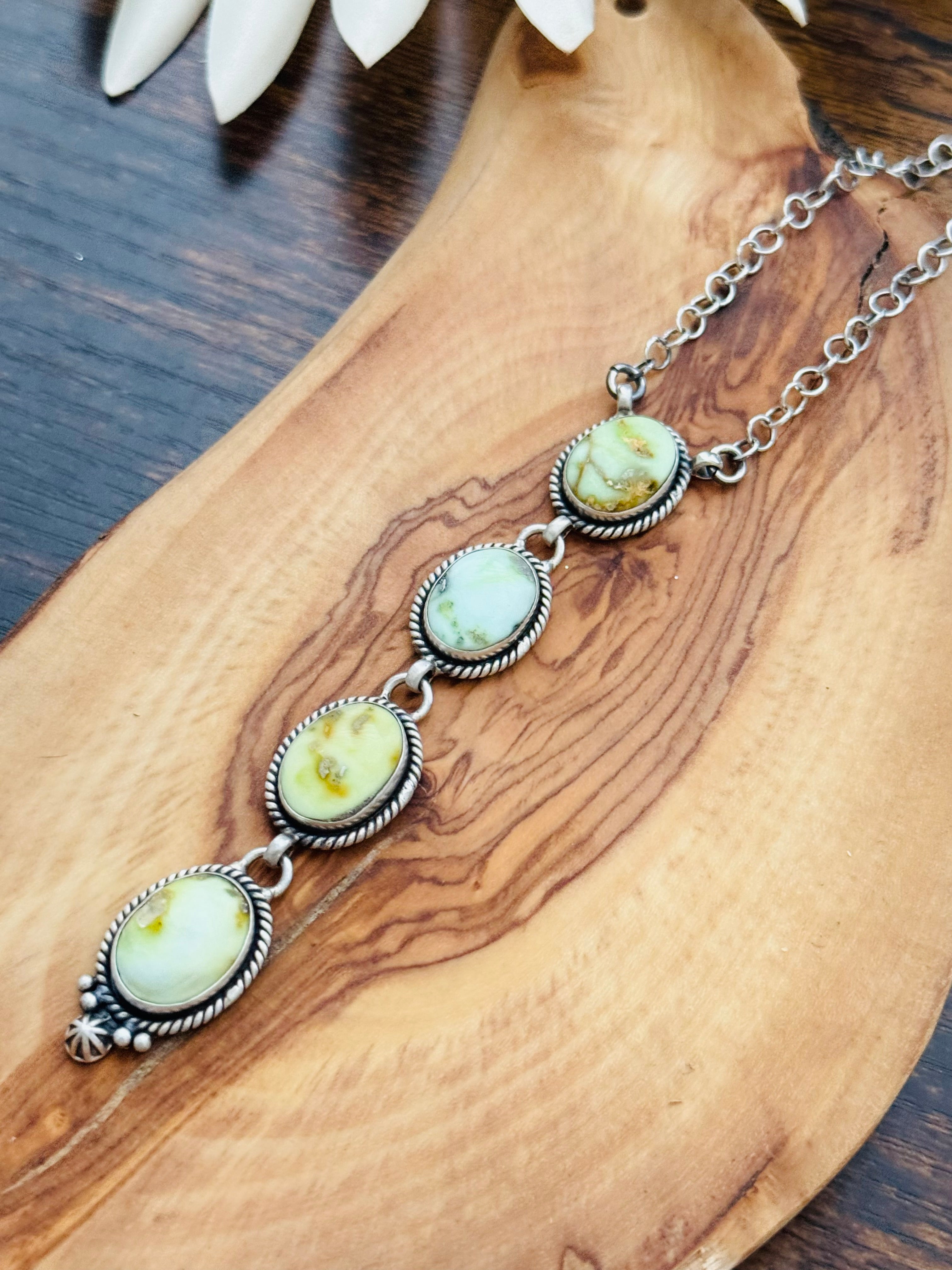 Southwest Handmade Palomino Variscite & Sterling Silver Necklace