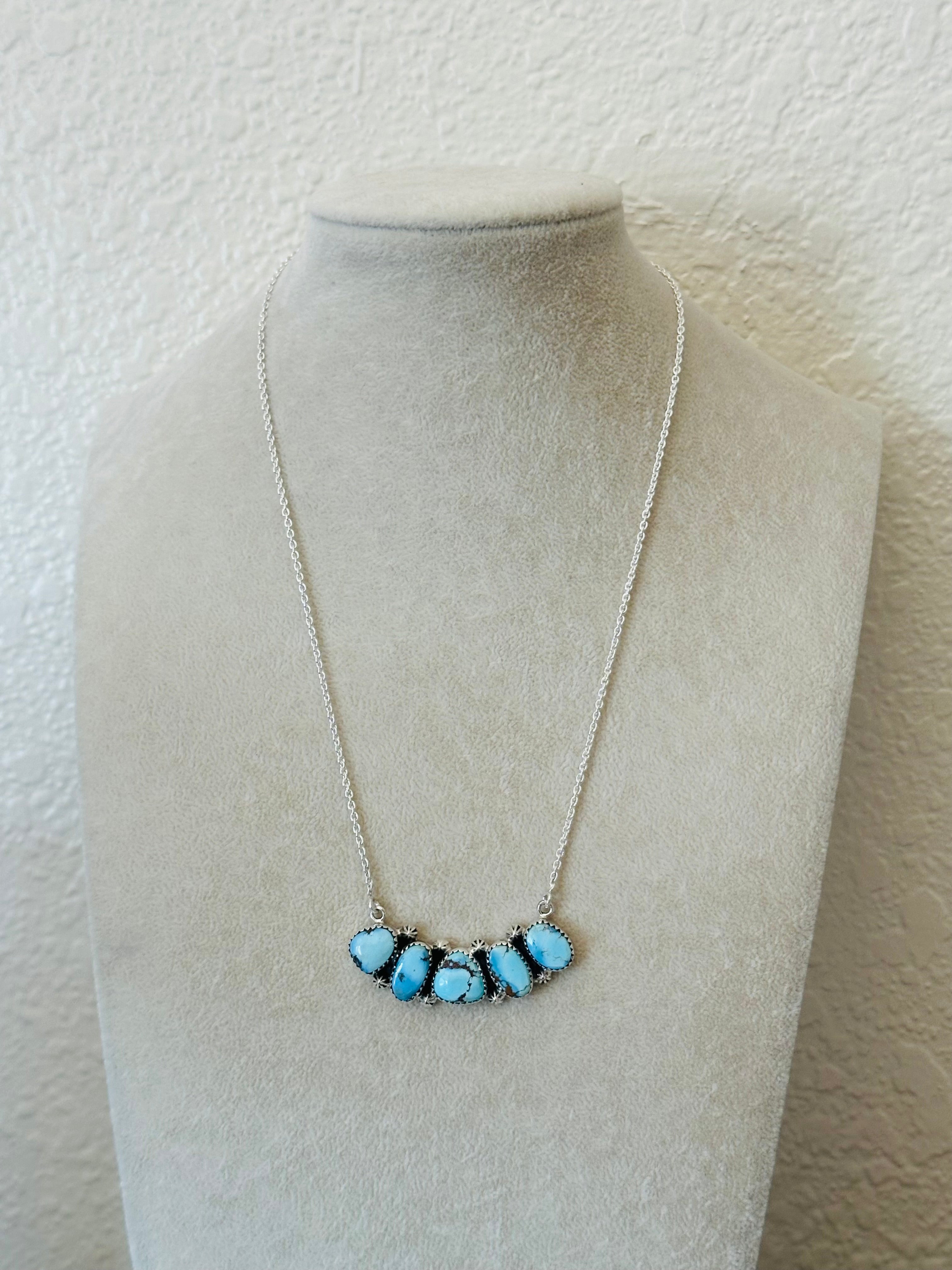 Southwest Handmade Golden Hills Turquoise & Sterling Silver Necklace