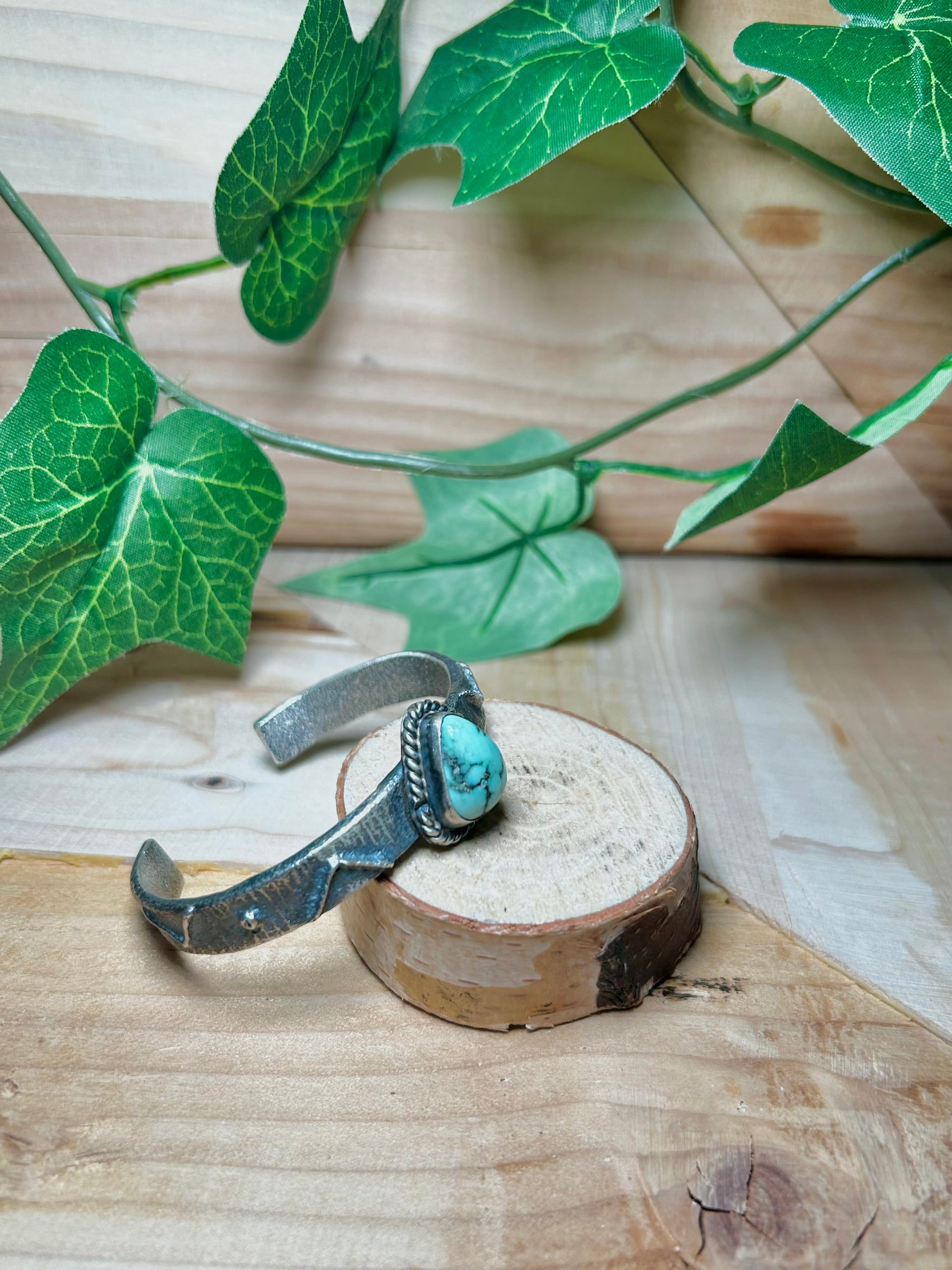 Navajo Made New Lander Varicsite Tufa Cast & Sterling Silver Cuff Bracelet