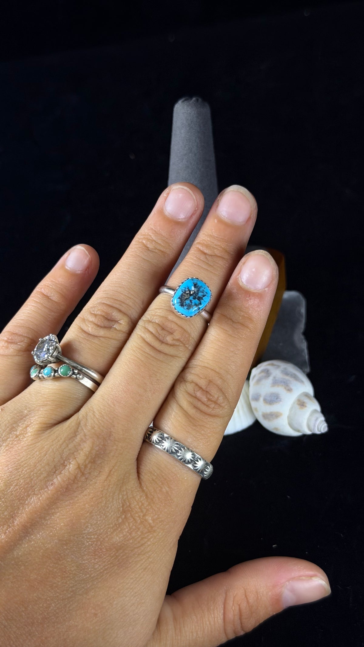 Navajo Made Kingman Turquoise & Sterling Silver Ring Size 5.25