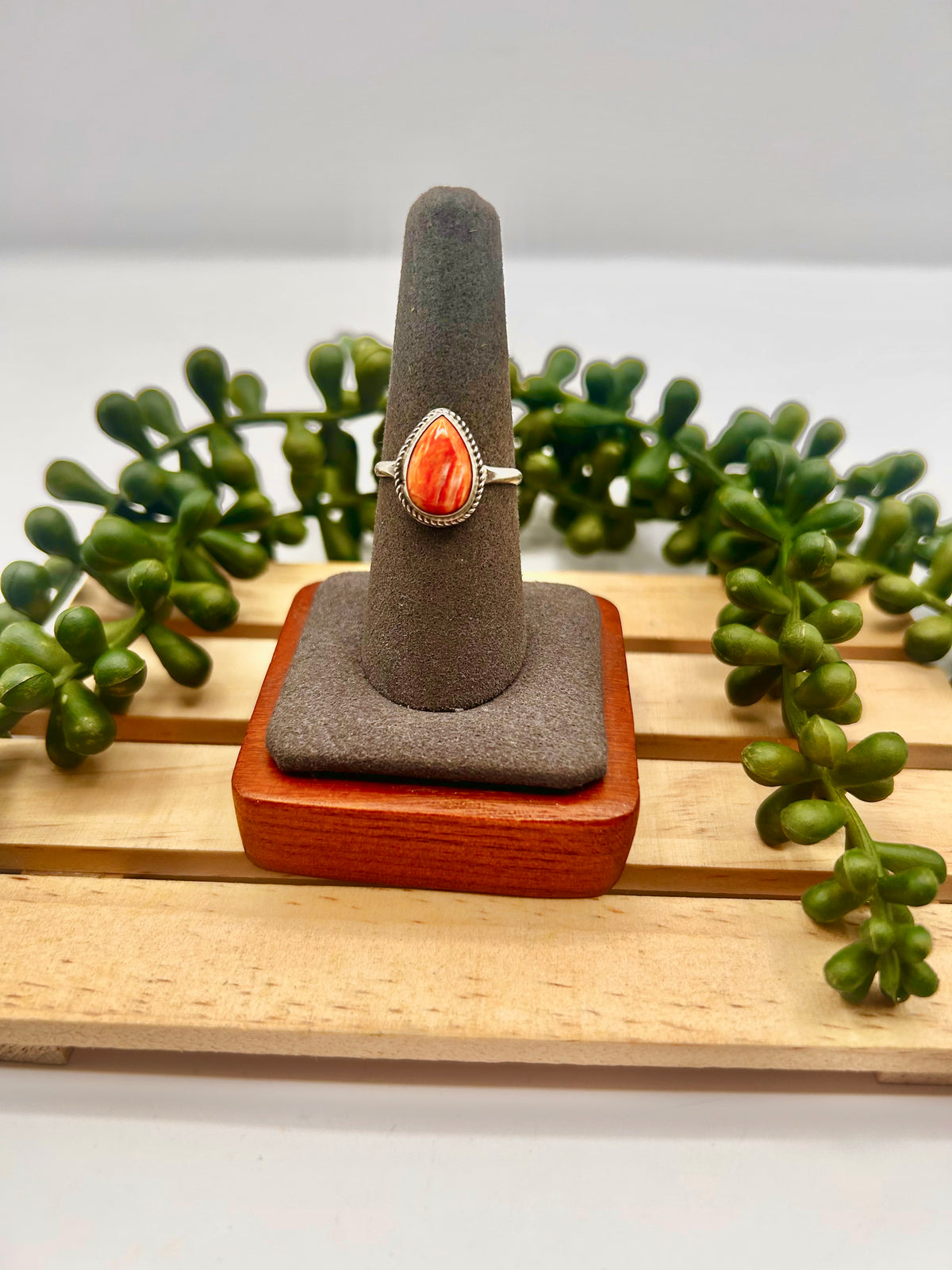 Navajo Made Spiny Oyster & Sterling Silver Ring
