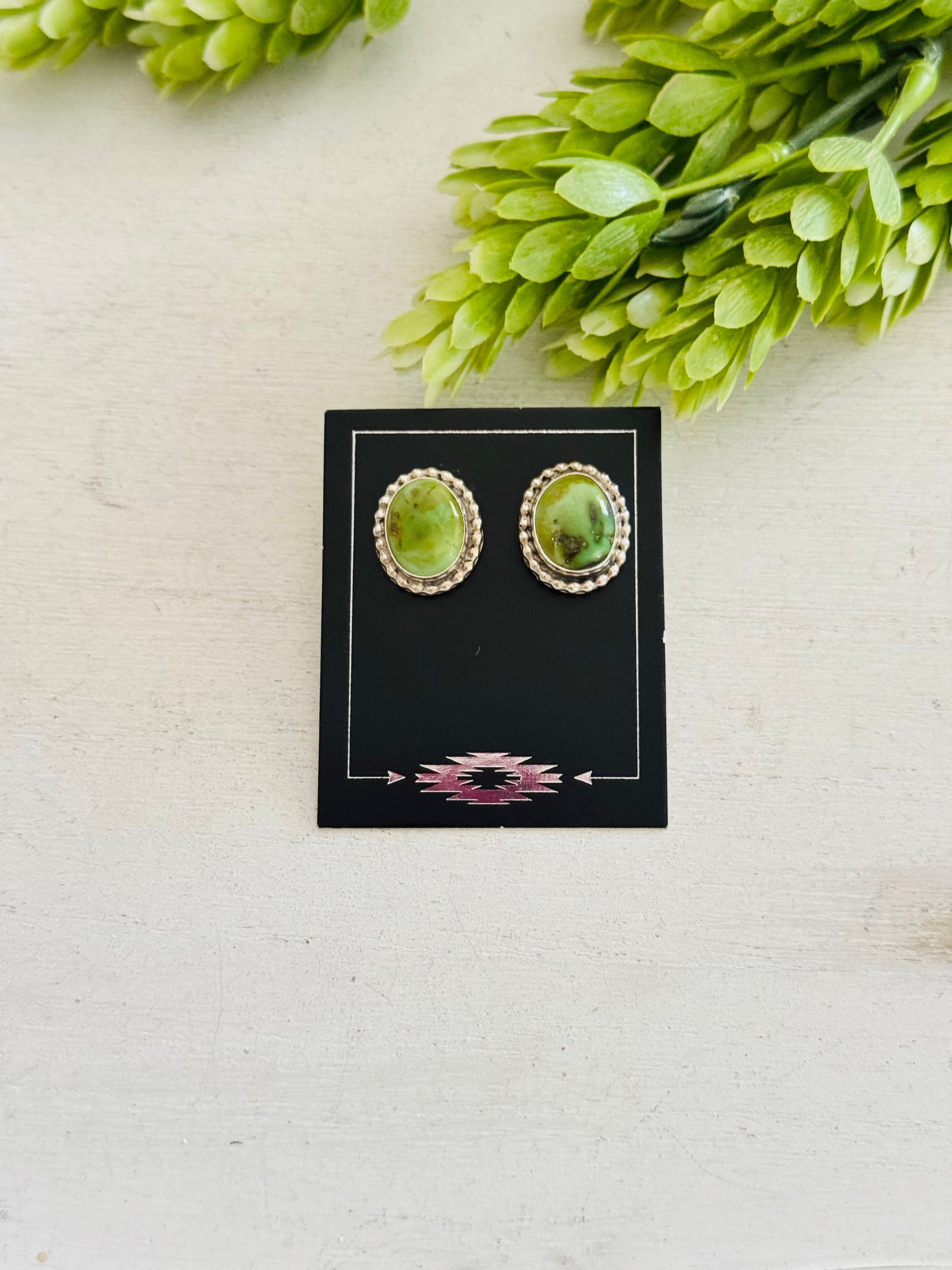 Navajo Made Sonoran Mountain Turquoise & Sterling Silver Post Earrings